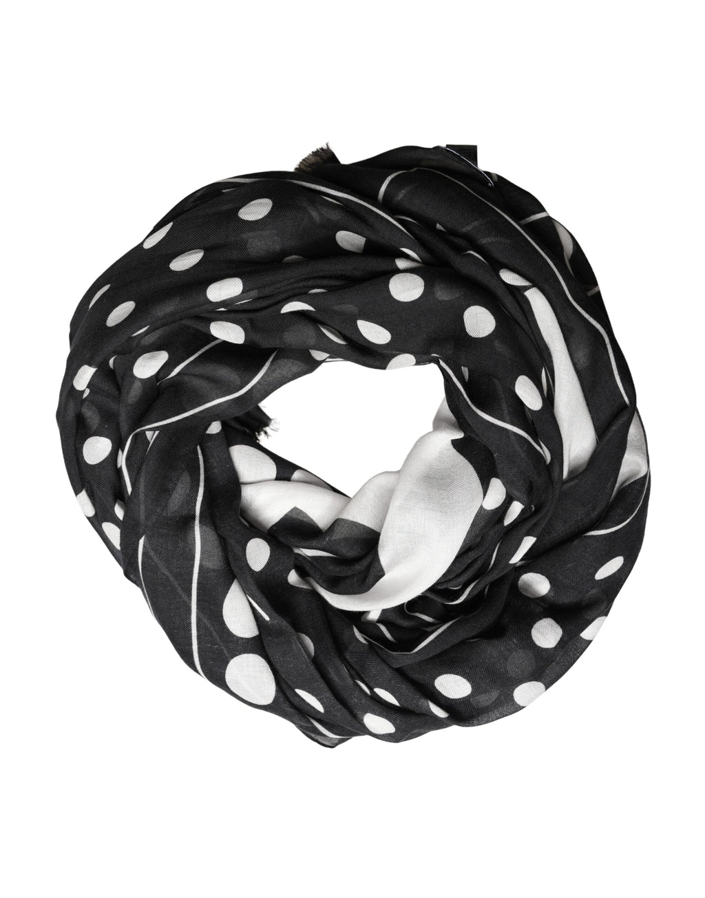 Écharpe châle logo Dolce & Gabbana pois noir et blanc 188cm x 116cm