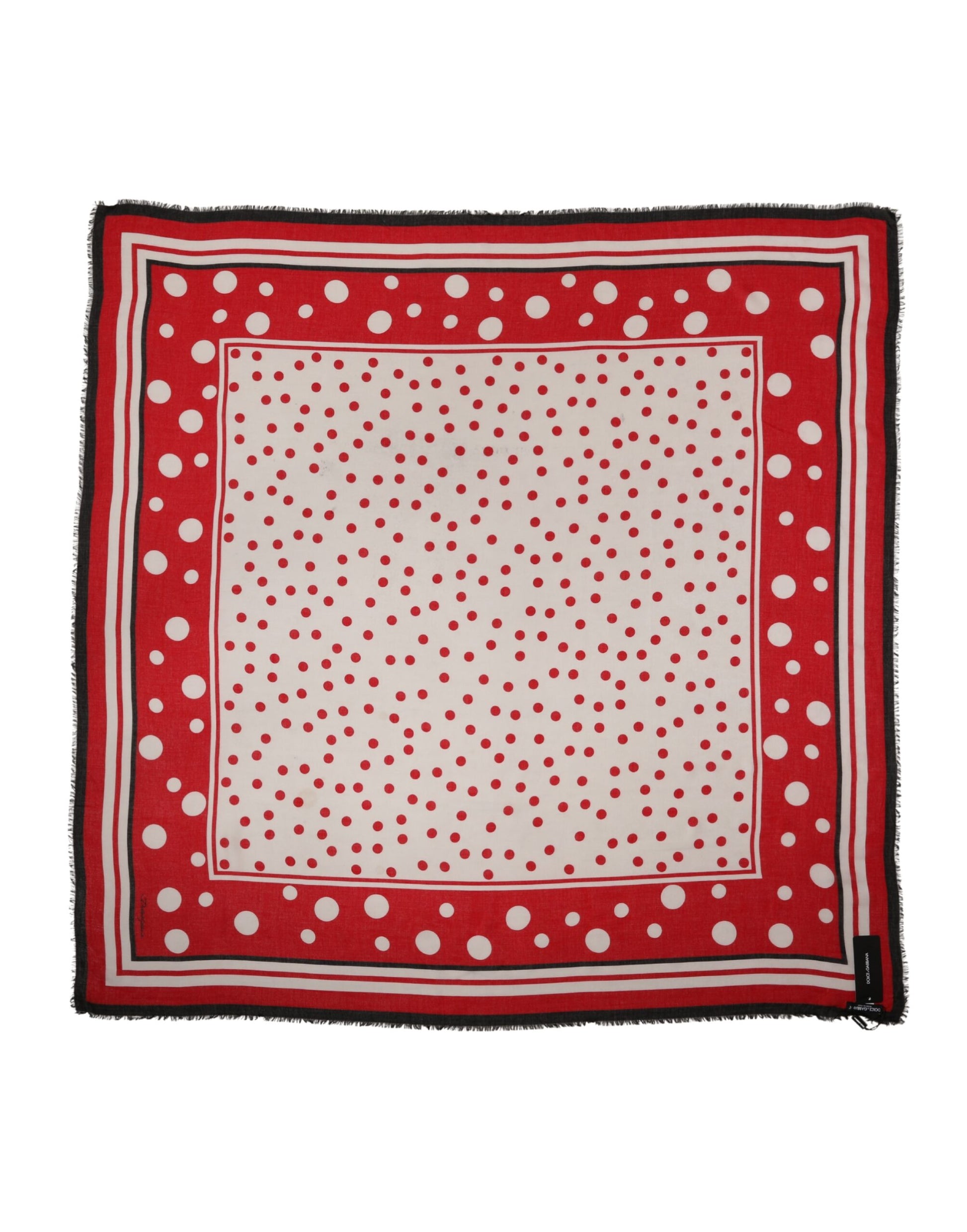Écharpe carré Dolce & Gabbana à pois rouges 137cm x 134.5cm