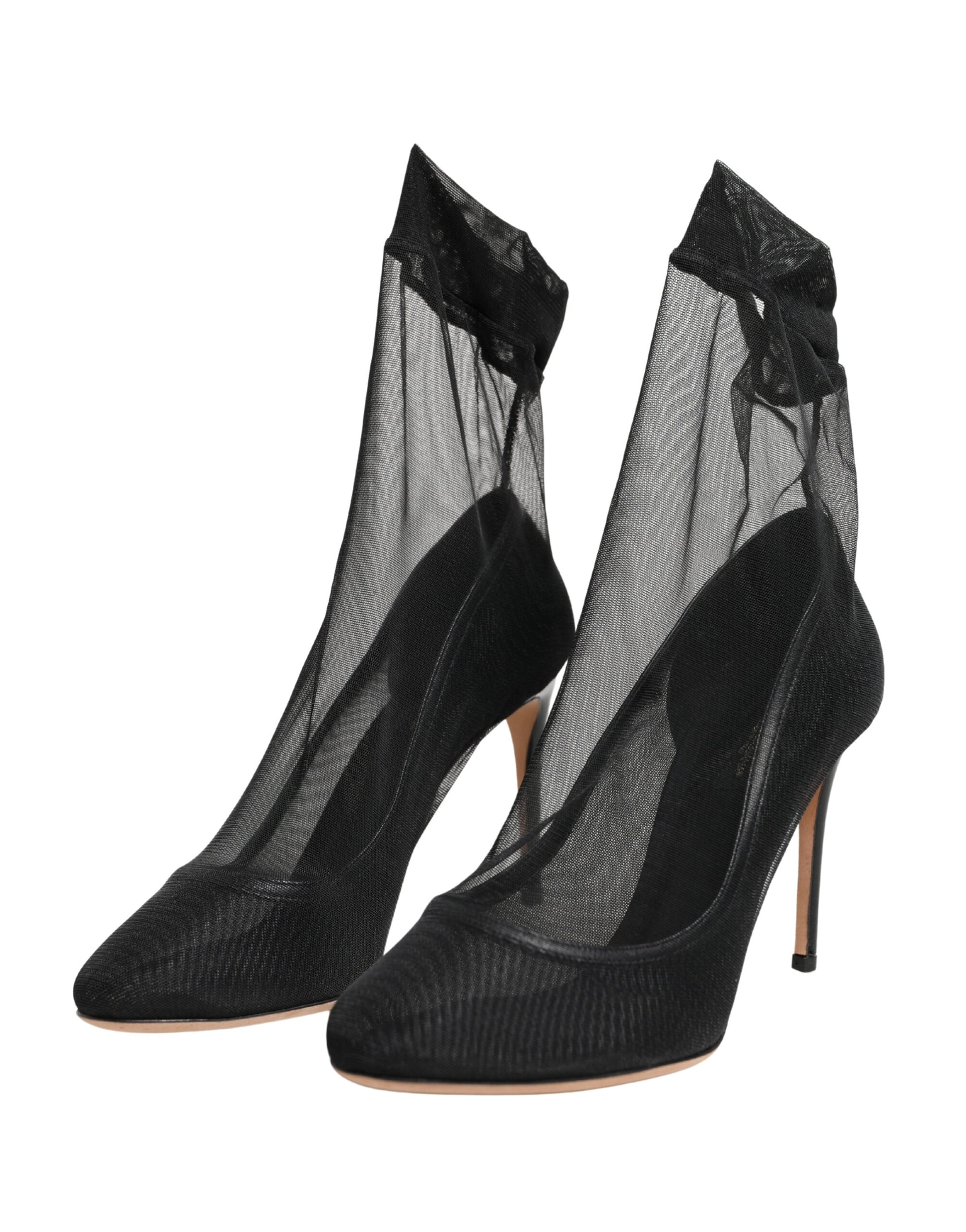Dolce & Gabbana Black Nylon Stretch Mesh Sock Boots Shoes