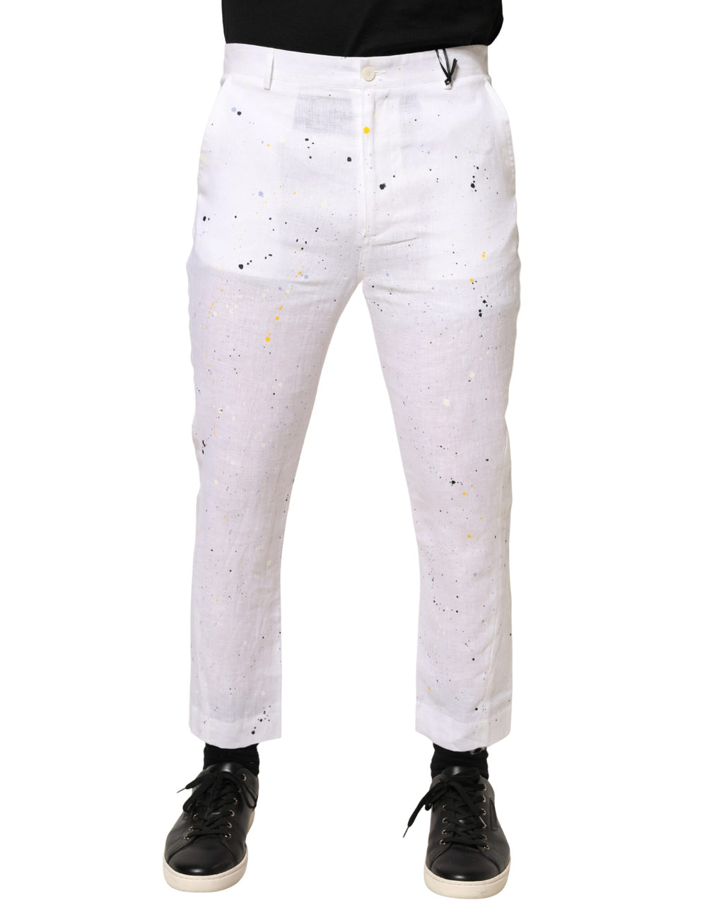 Pantalon slim Daniele Alessandrini avec imprimé peinture blanche