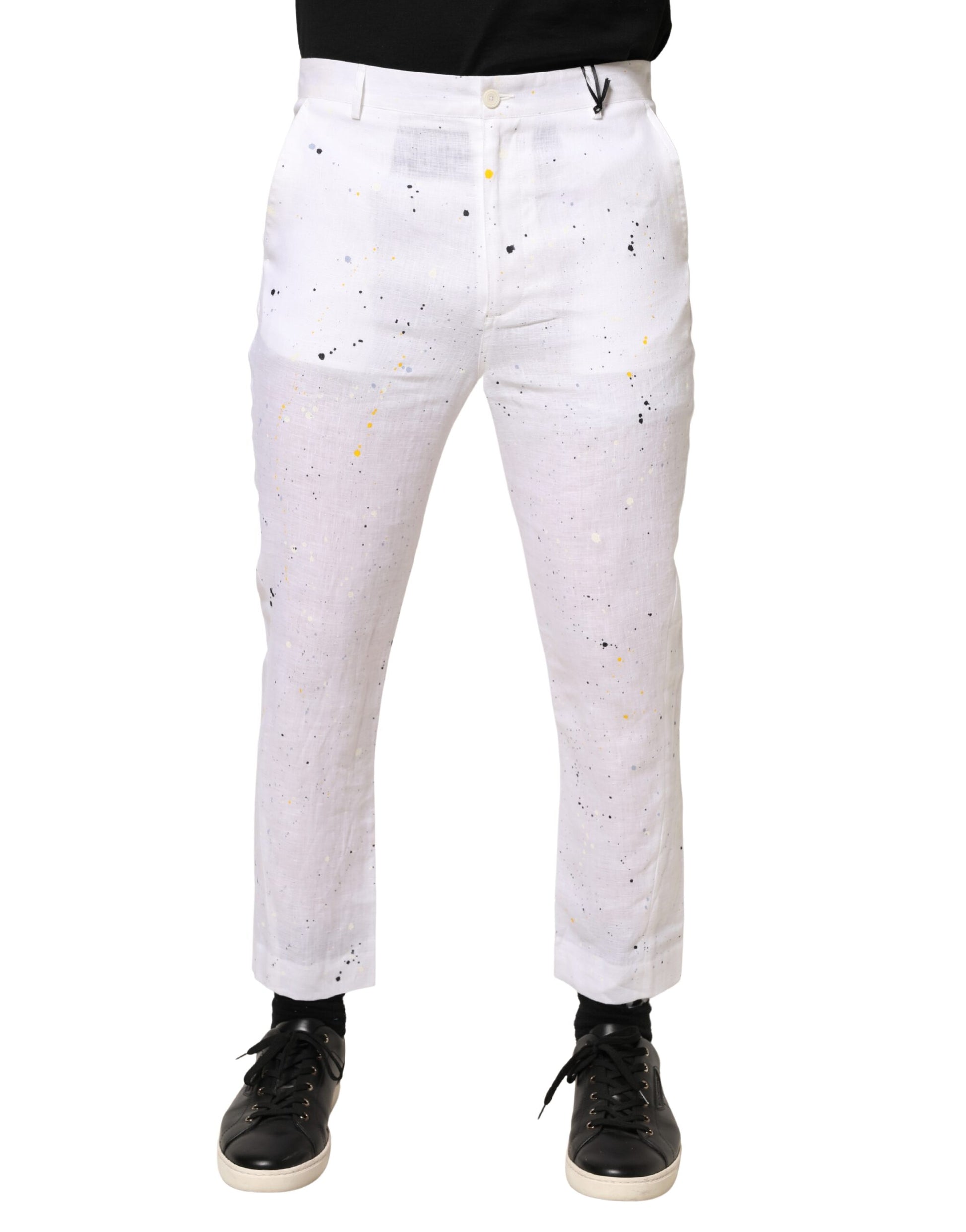 Pantalon slim Daniele Alessandrini avec imprimé peinture blanche