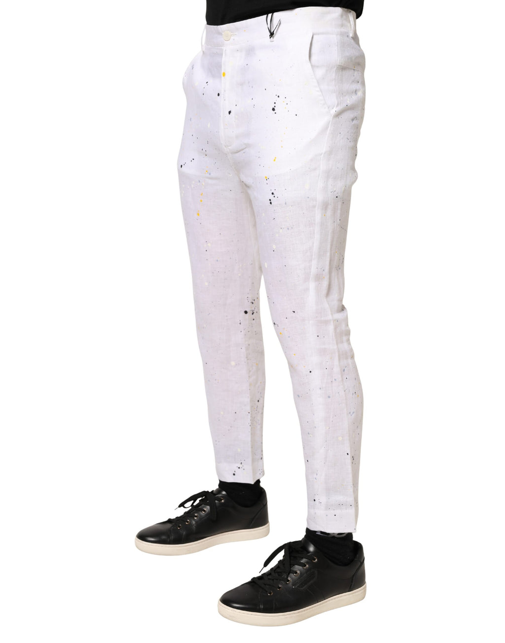 Pantalon slim Daniele Alessandrini avec imprimé peinture blanche
