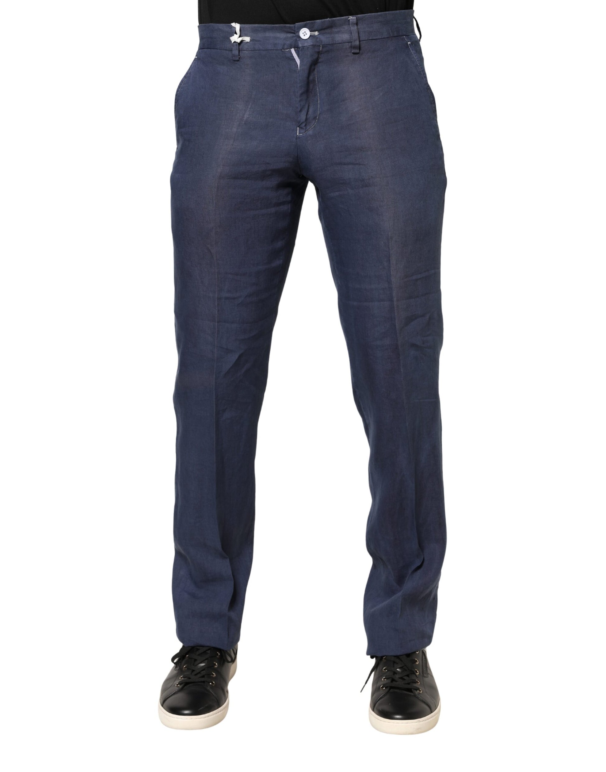 Pantalon Chino Skinny Taille Moyenne Bleu Marine Domenico Tagliente Pour Homme