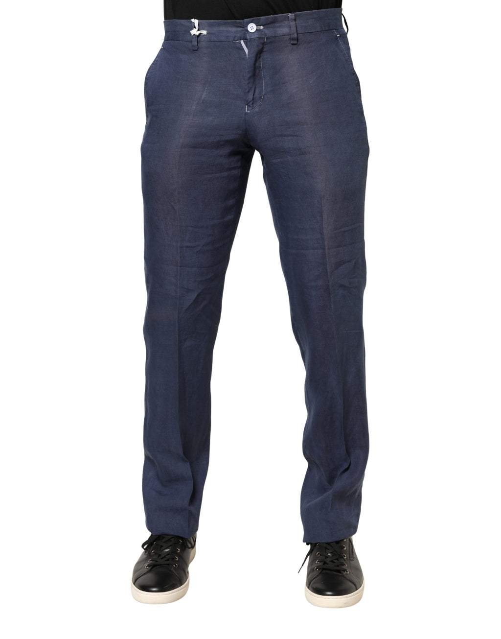 Pantalon Chino Skinny Taille Moyenne Bleu Marine Domenico Tagliente Pour Homme