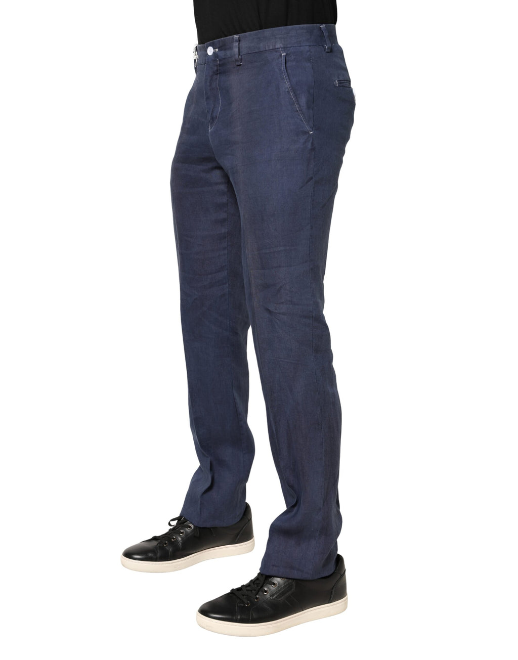 Pantalon Chino Skinny Taille Moyenne Bleu Marine Domenico Tagliente Pour Homme