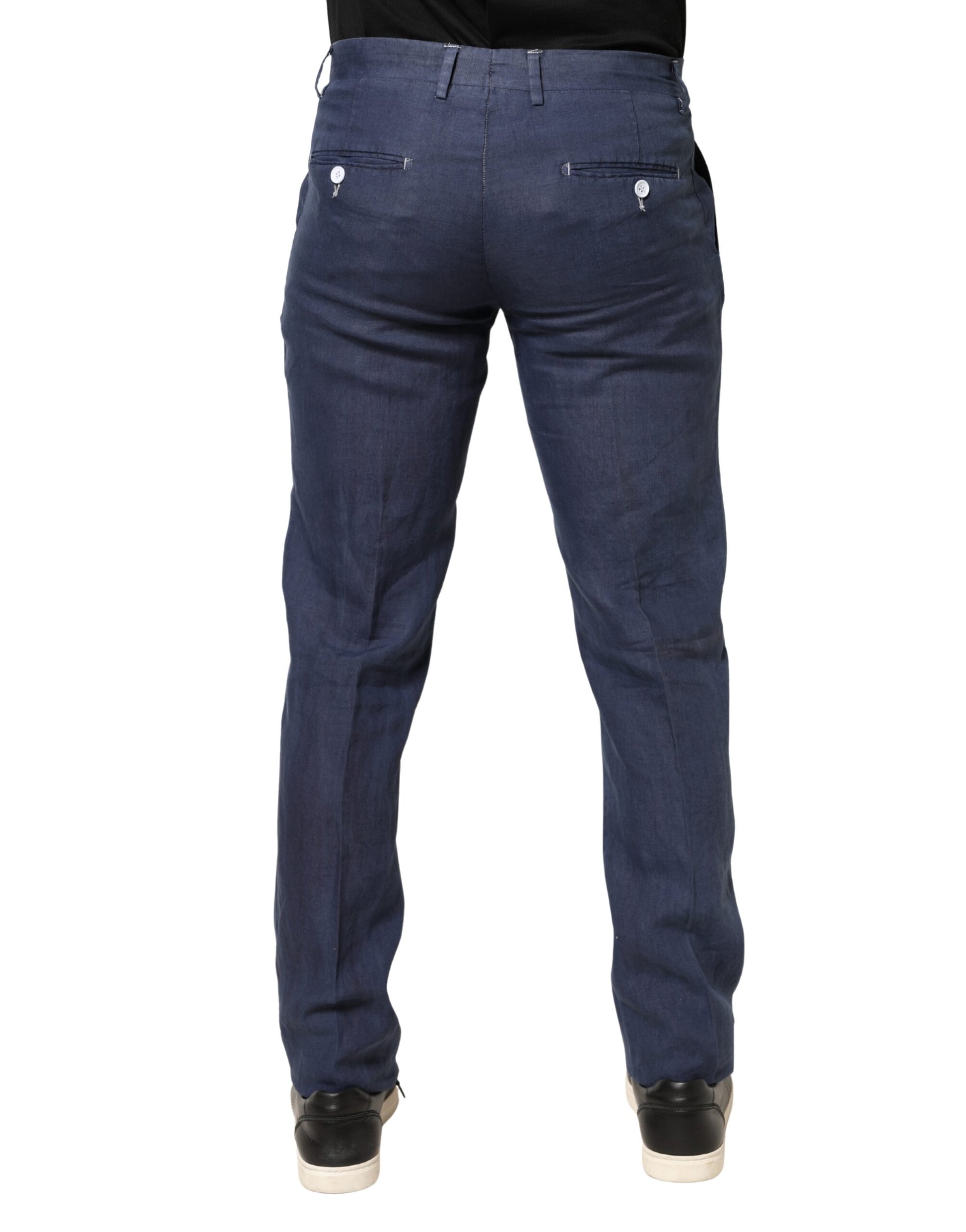 Pantalon Chino Skinny Taille Moyenne Bleu Marine Domenico Tagliente Pour Homme
