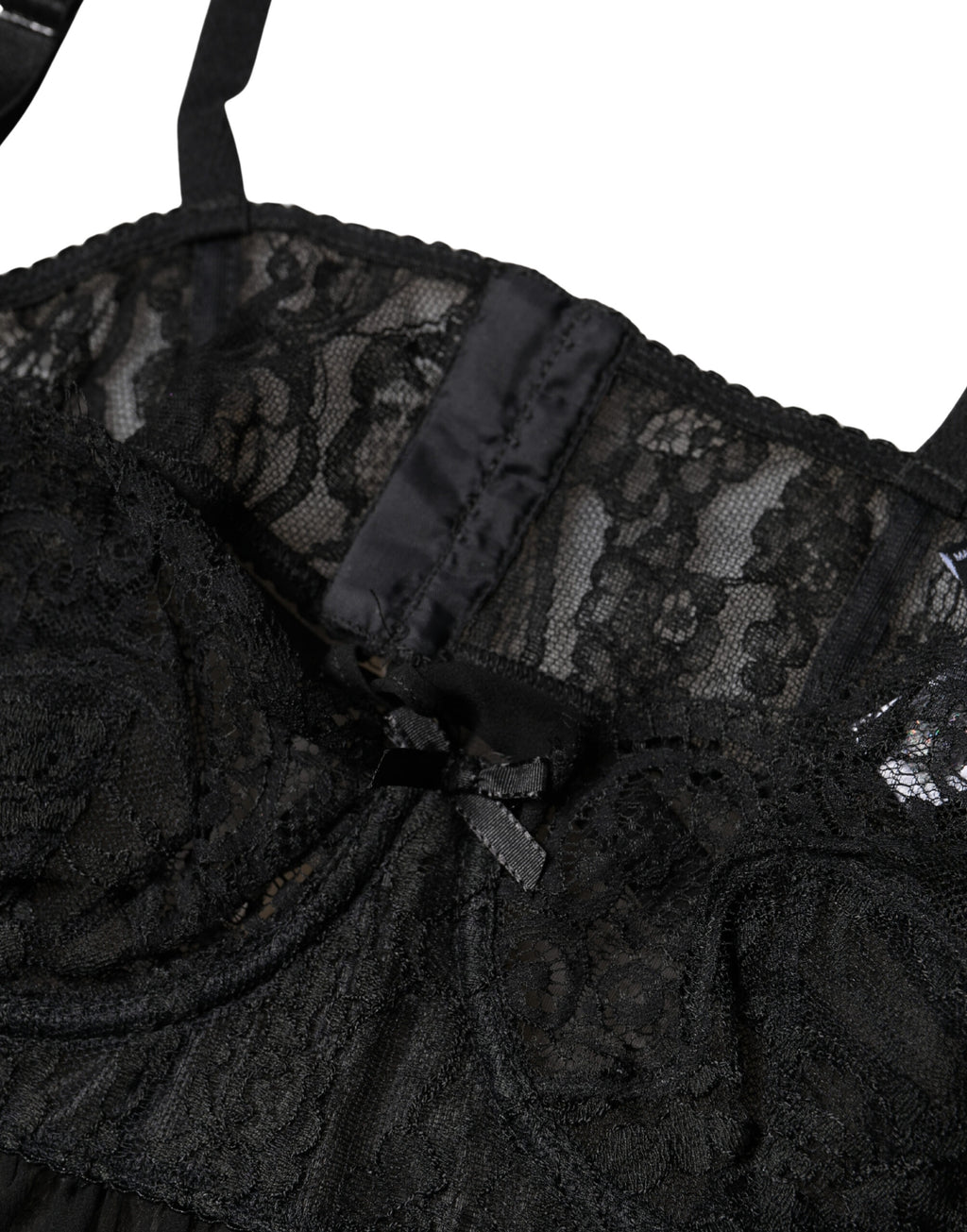 Dolce & Gabbana Haut de lingerie en soie noire et dentelle florale