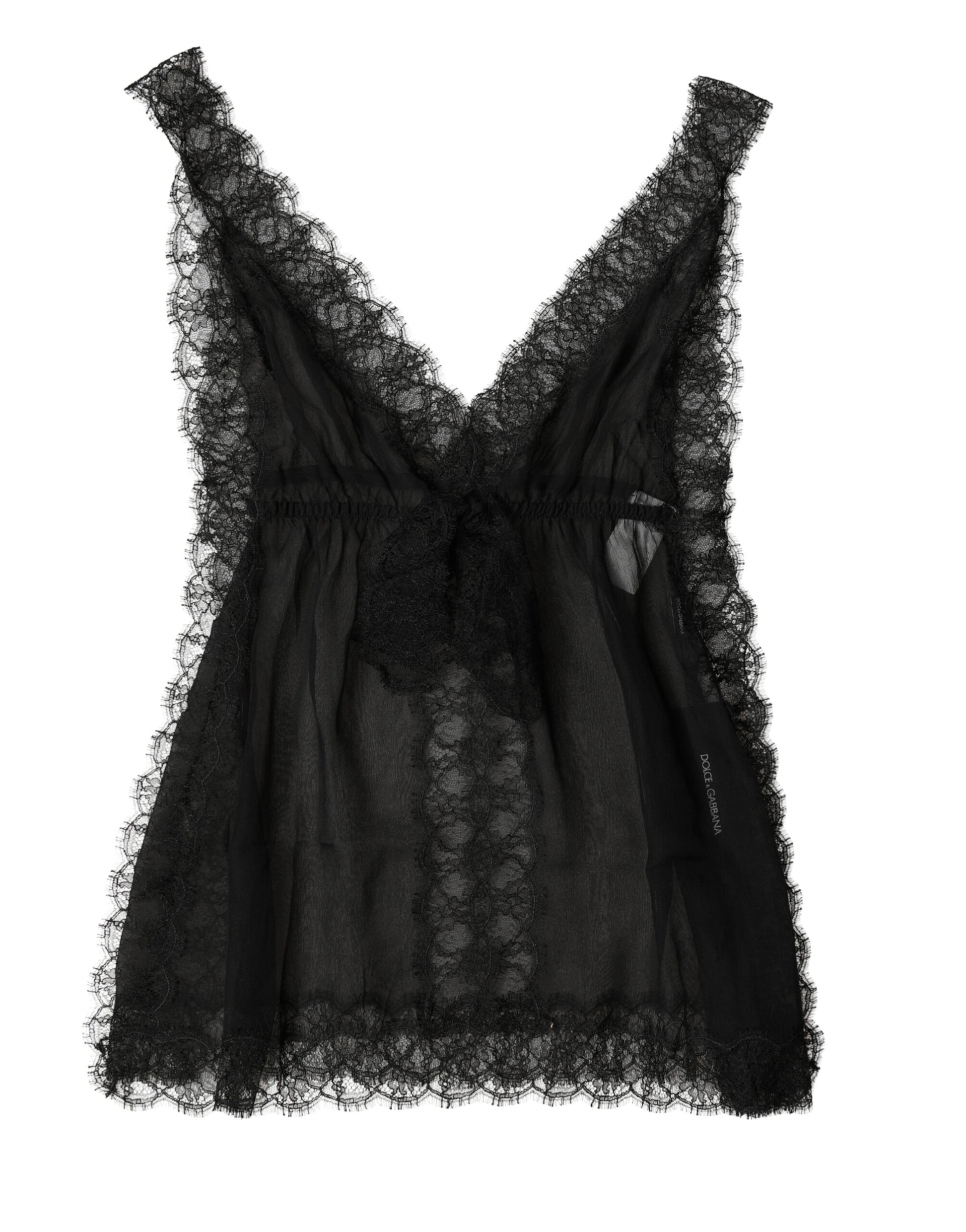 Dolce & Gabbana Haut de lingerie en soie noire et dentelle florale