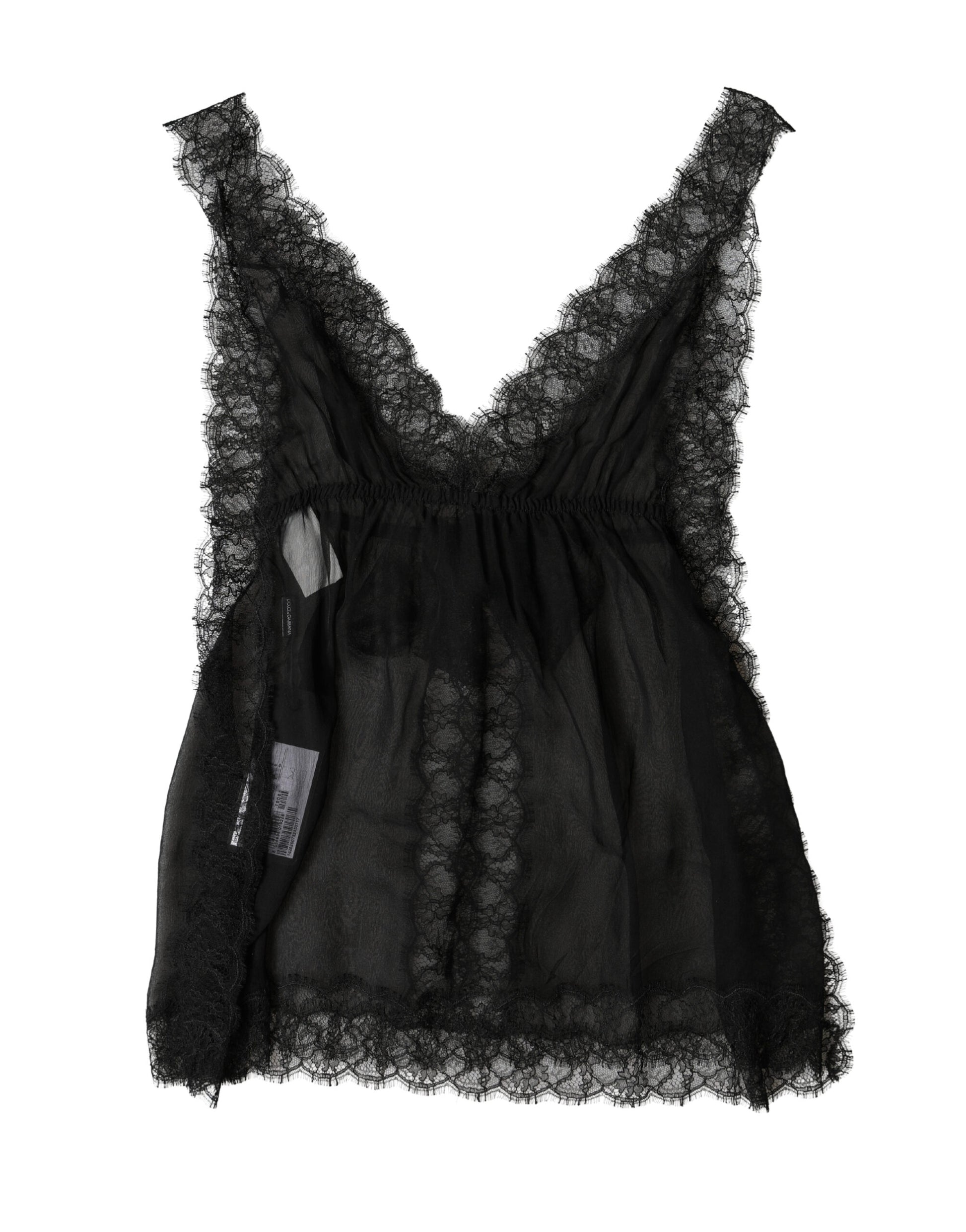 Dolce & Gabbana Haut de lingerie en soie noire et dentelle florale
