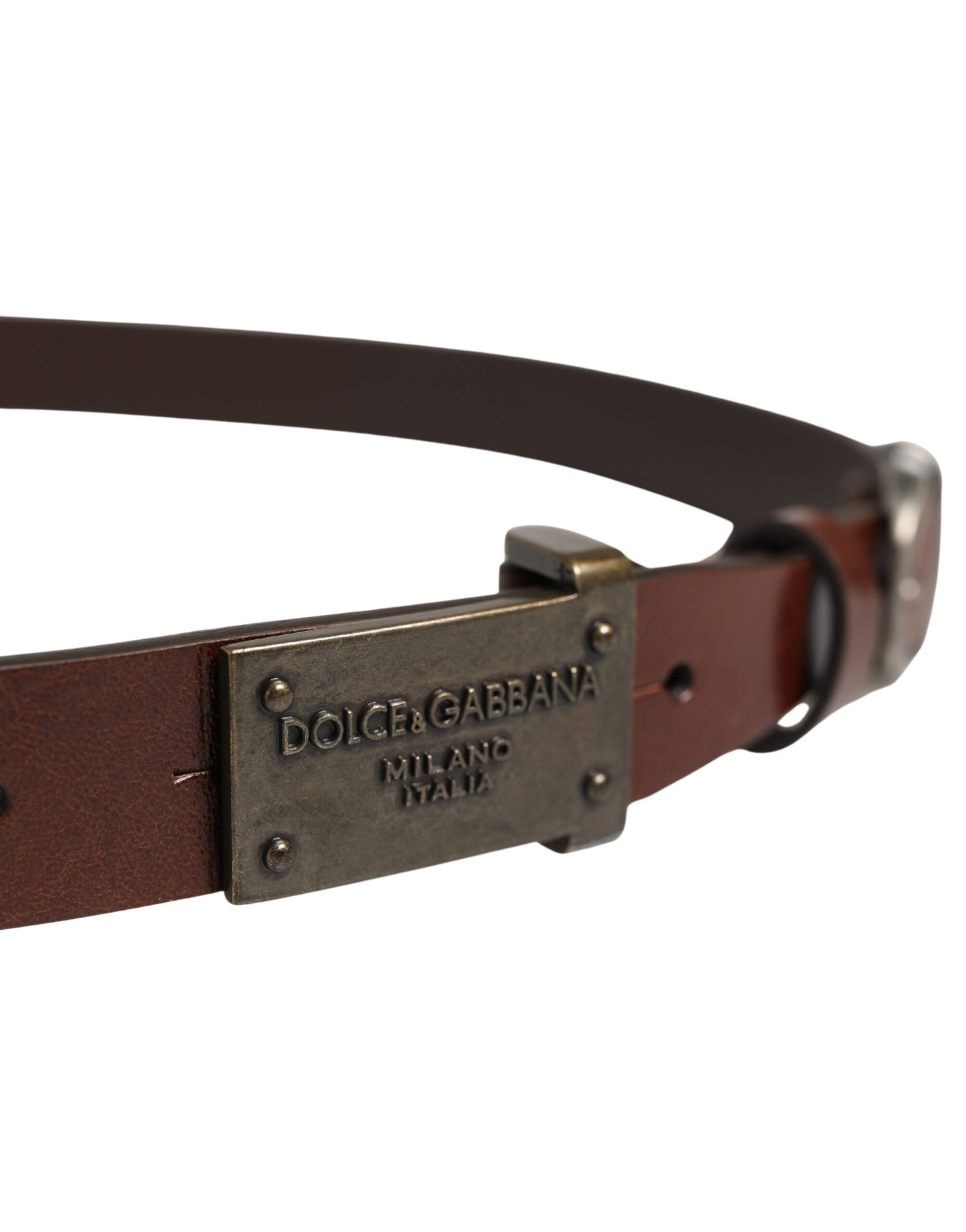 Ceinture homme Dolce & Gabbana en cuir marron avec boucle métallique siglée