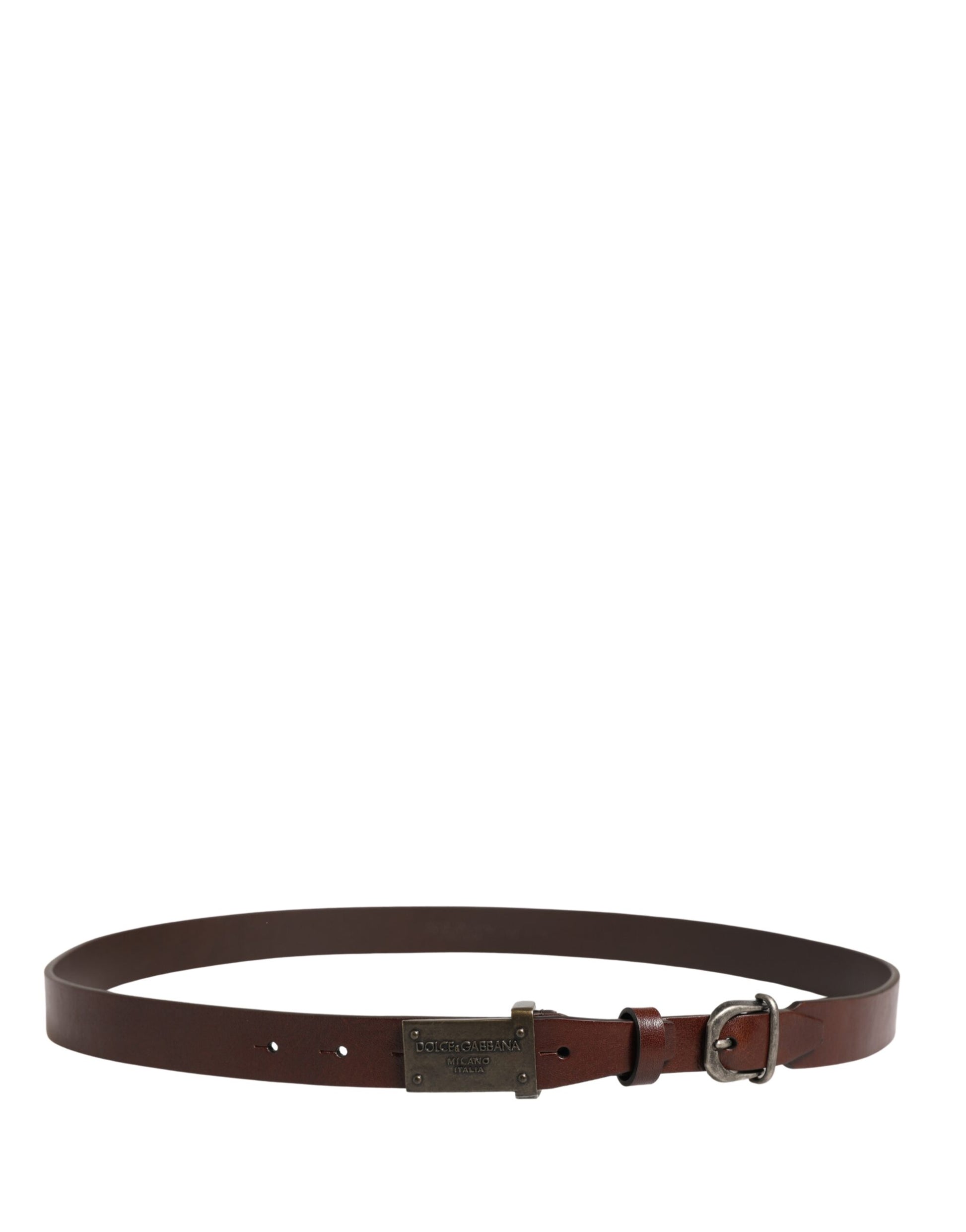 Ceinture homme Dolce & Gabbana en cuir marron avec boucle métallique siglée