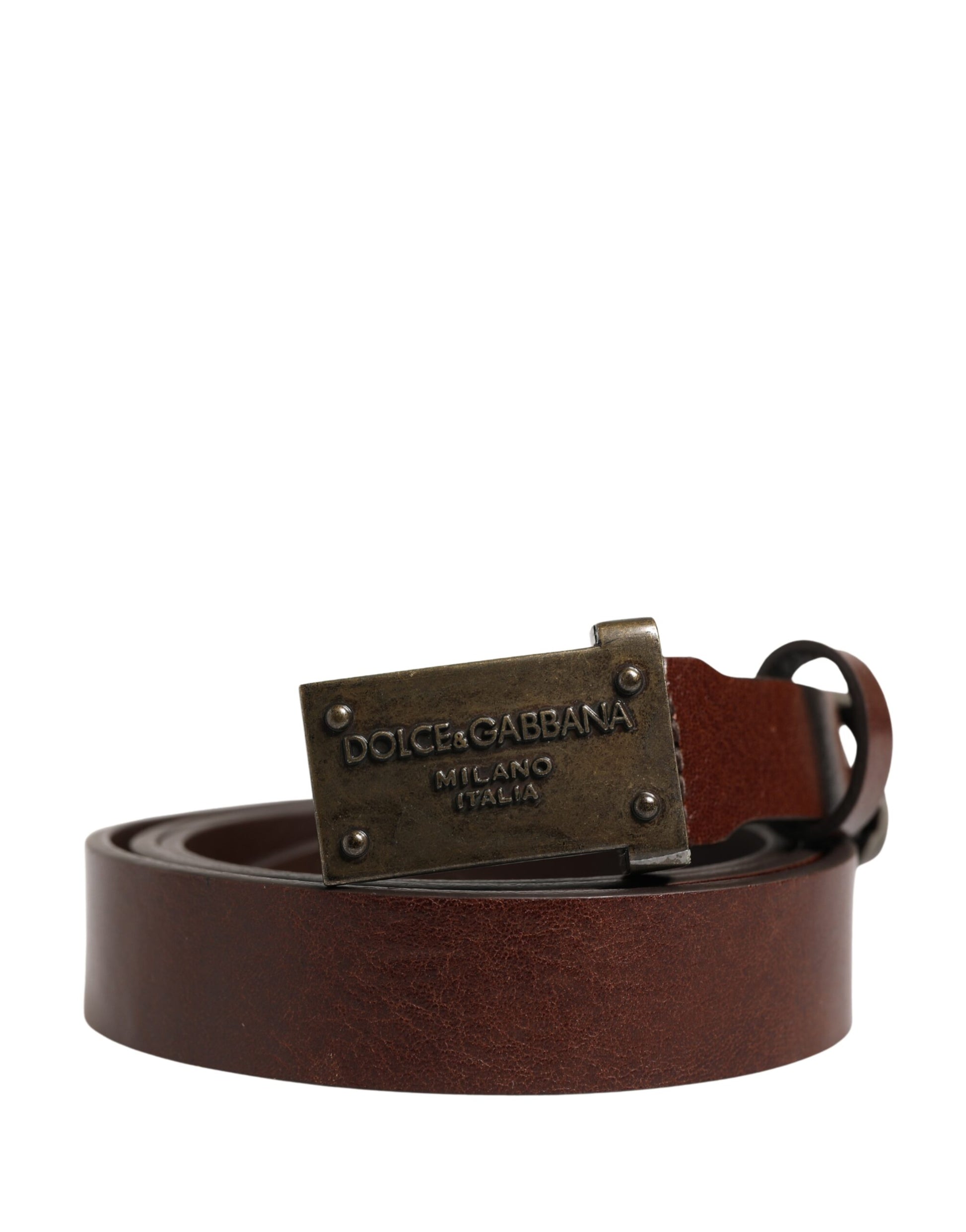 Ceinture homme Dolce & Gabbana en cuir marron avec boucle métallique siglée