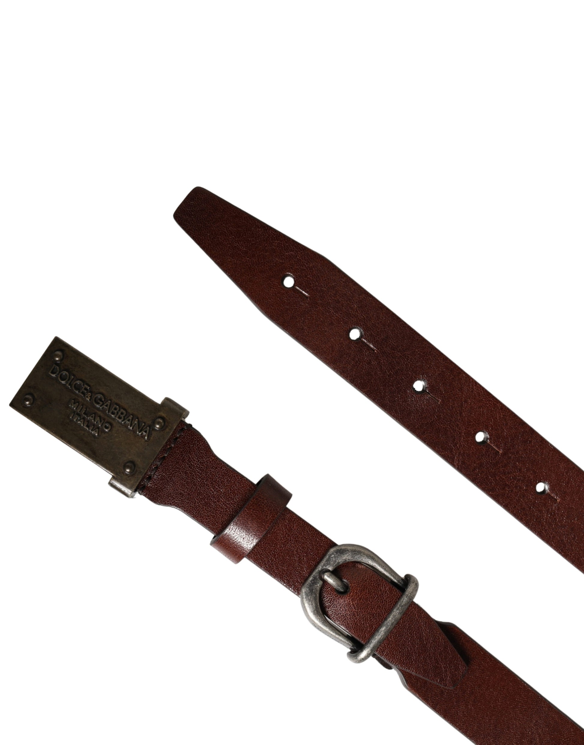 Ceinture homme Dolce & Gabbana en cuir marron avec boucle métallique siglée