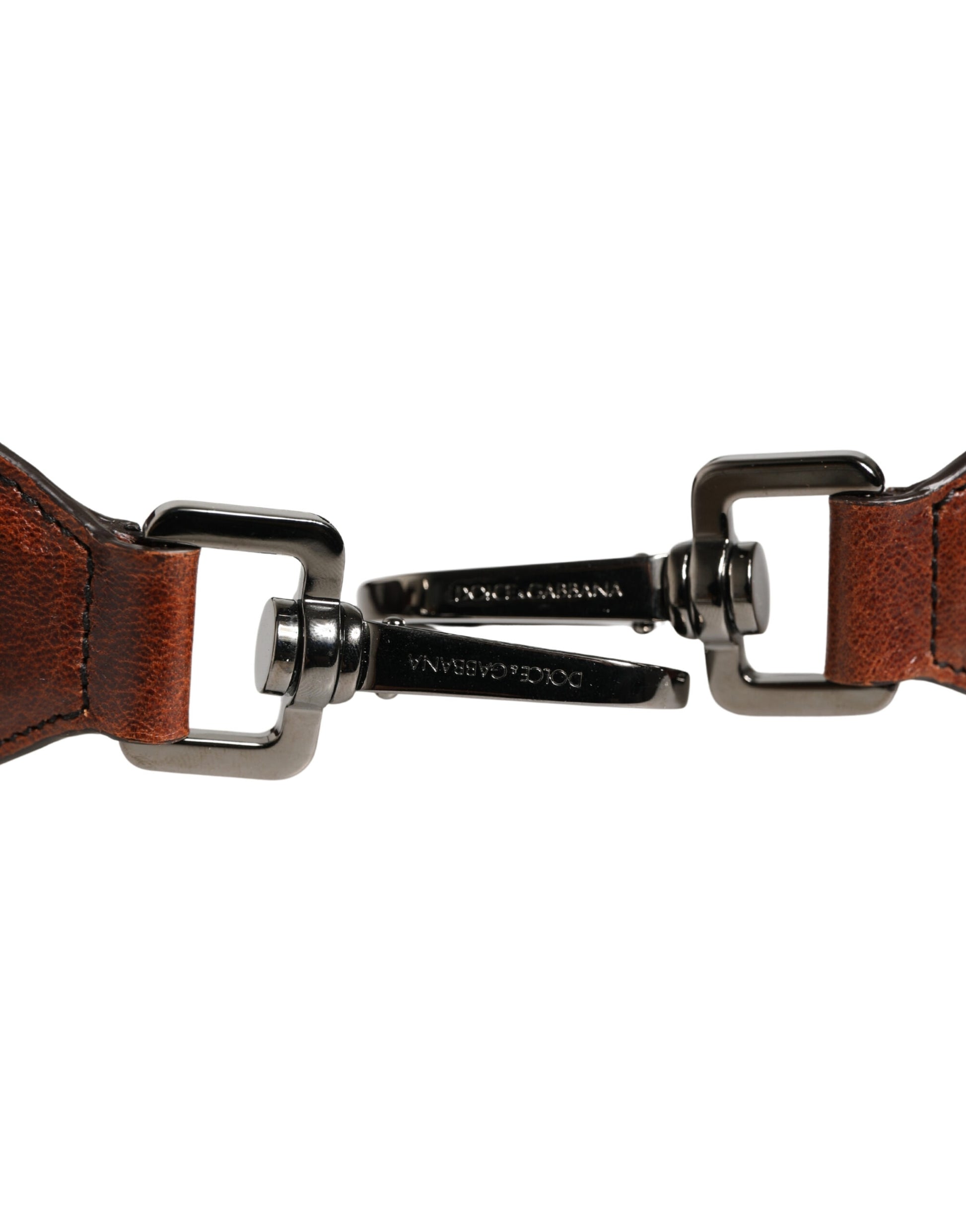 Bandoulière de sac Dolce & Gabbana en velours et cuir marron cheval