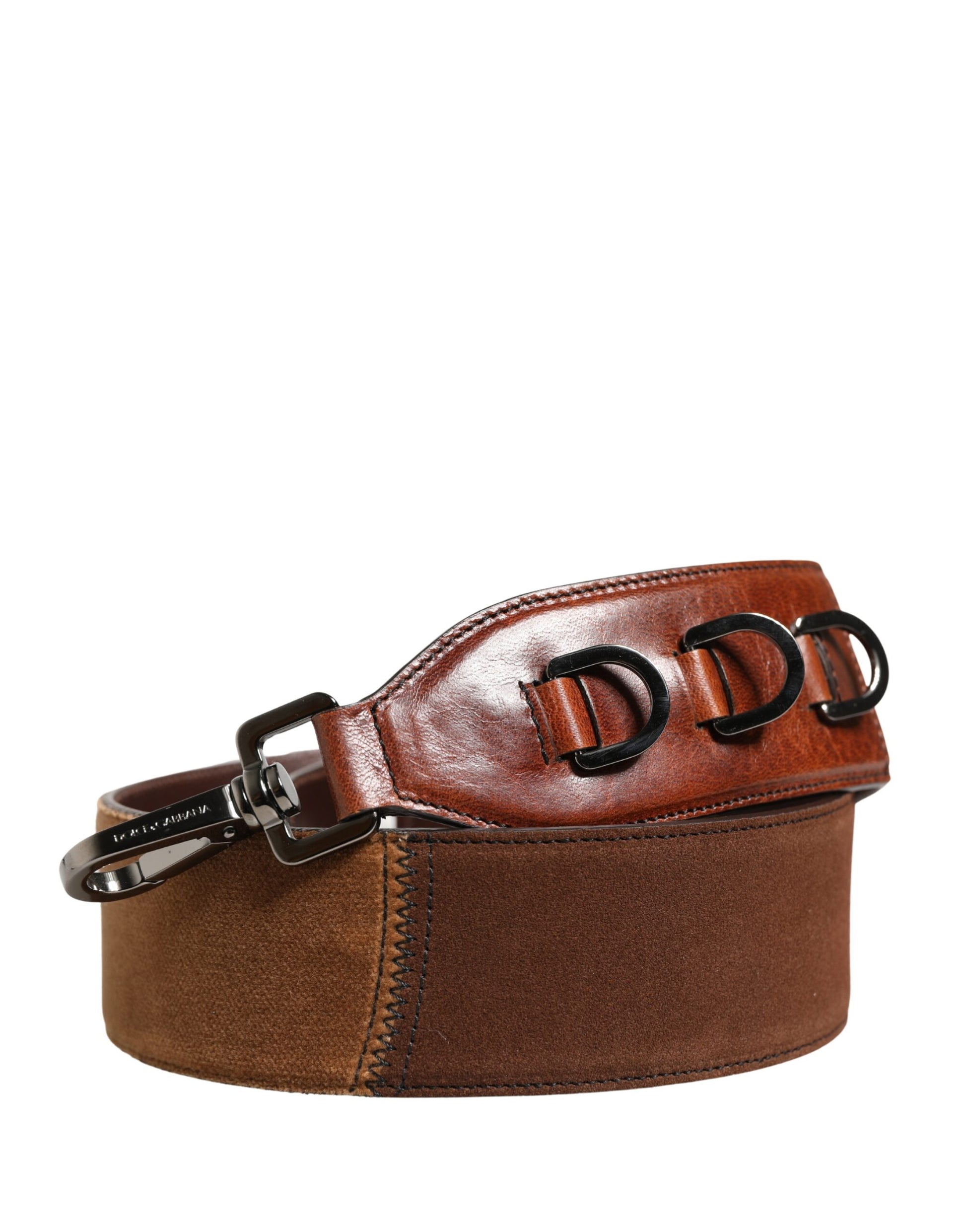 Bandoulière de sac Dolce & Gabbana en velours et cuir marron cheval