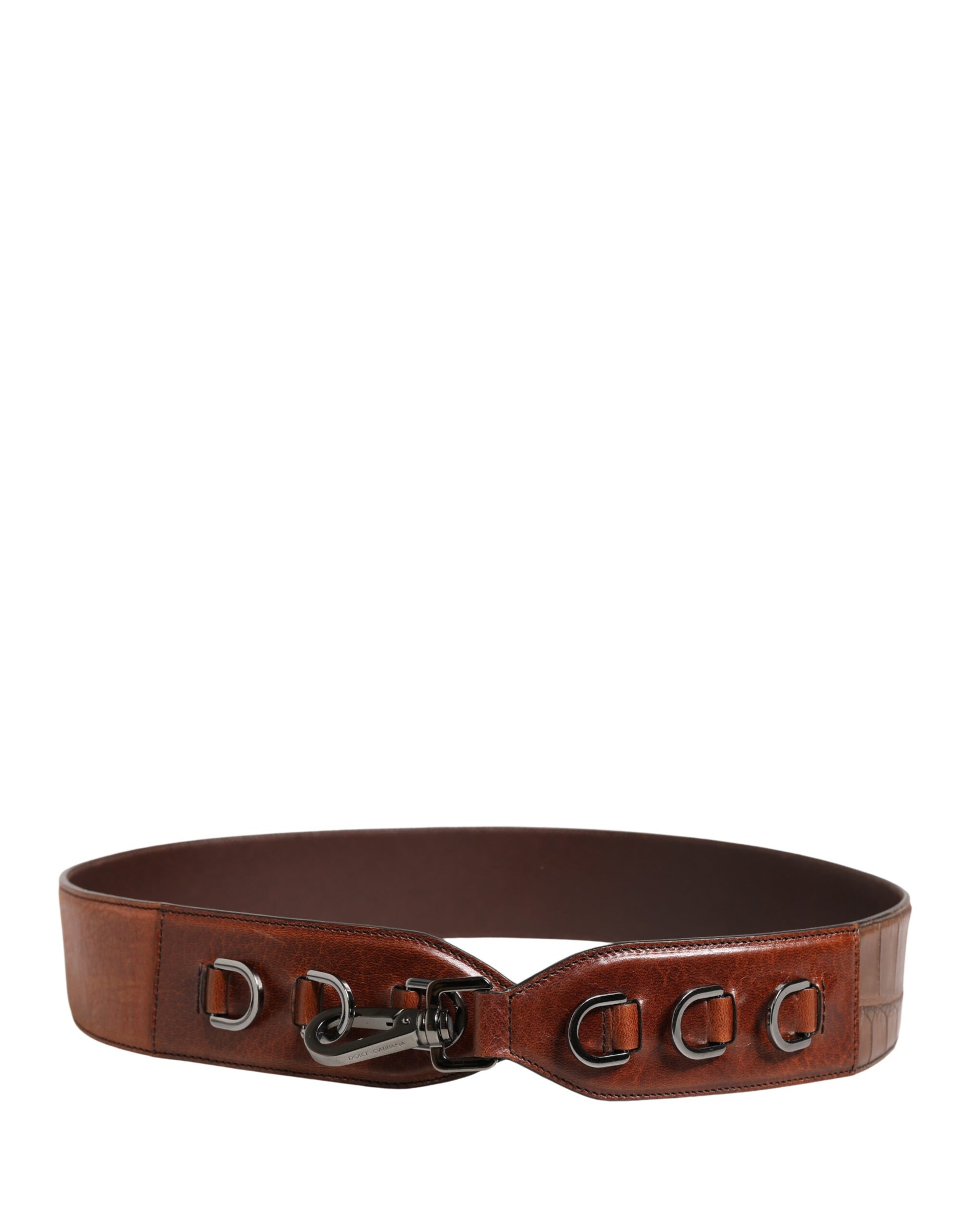 Bandoulière de sac Dolce & Gabbana en velours et cuir marron cheval