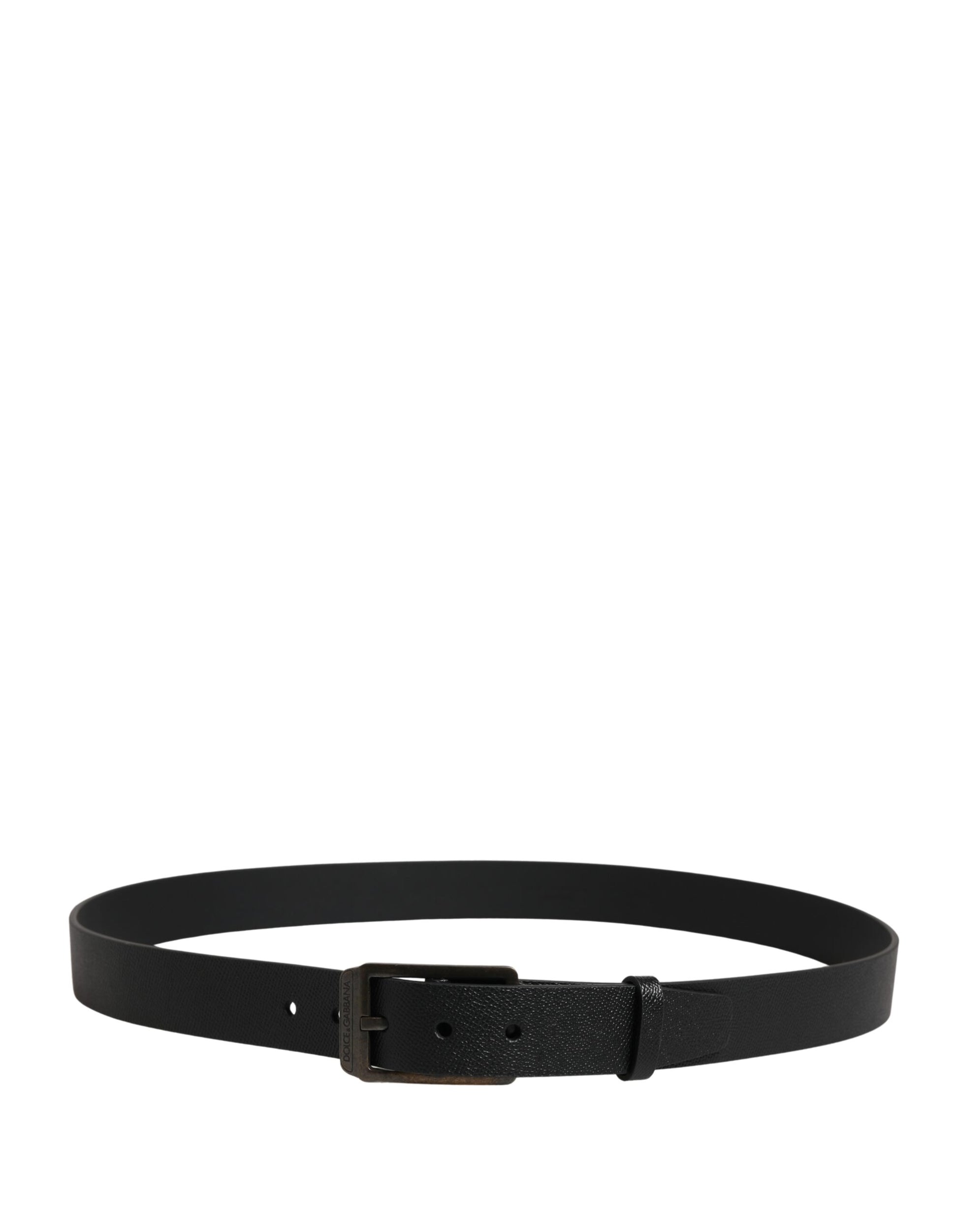 Ceinture Dolce & Gabbana en cuir de veau noir avec boucle en métal doré