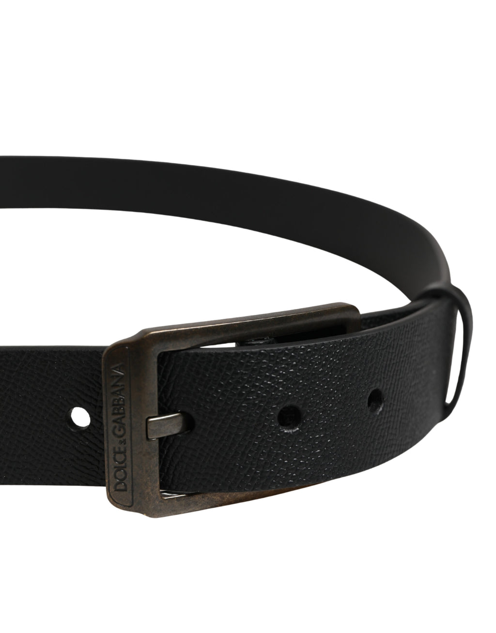 Ceinture Dolce & Gabbana en cuir de veau noir avec boucle en métal doré