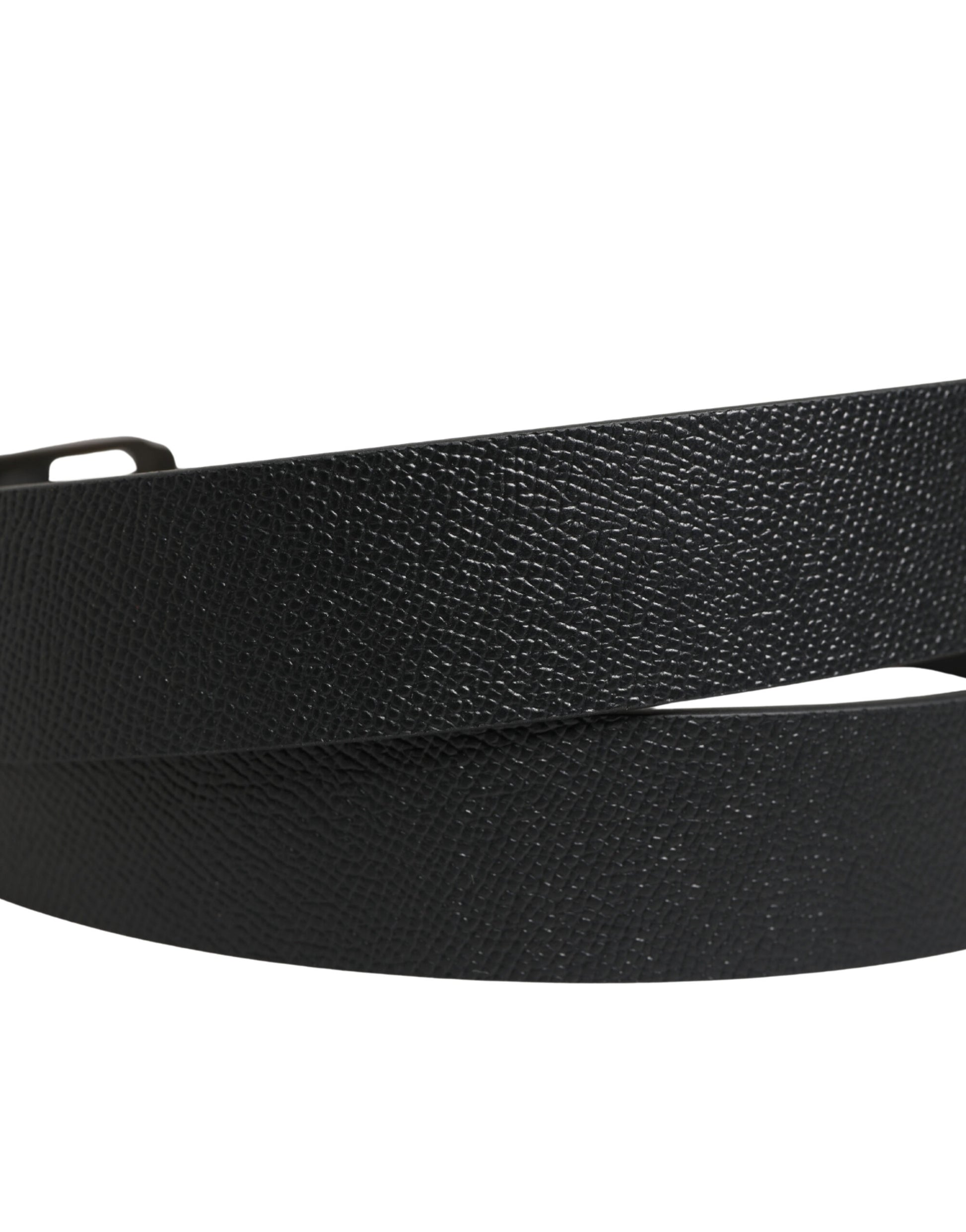 Ceinture Dolce & Gabbana en cuir de veau noir avec boucle en métal doré