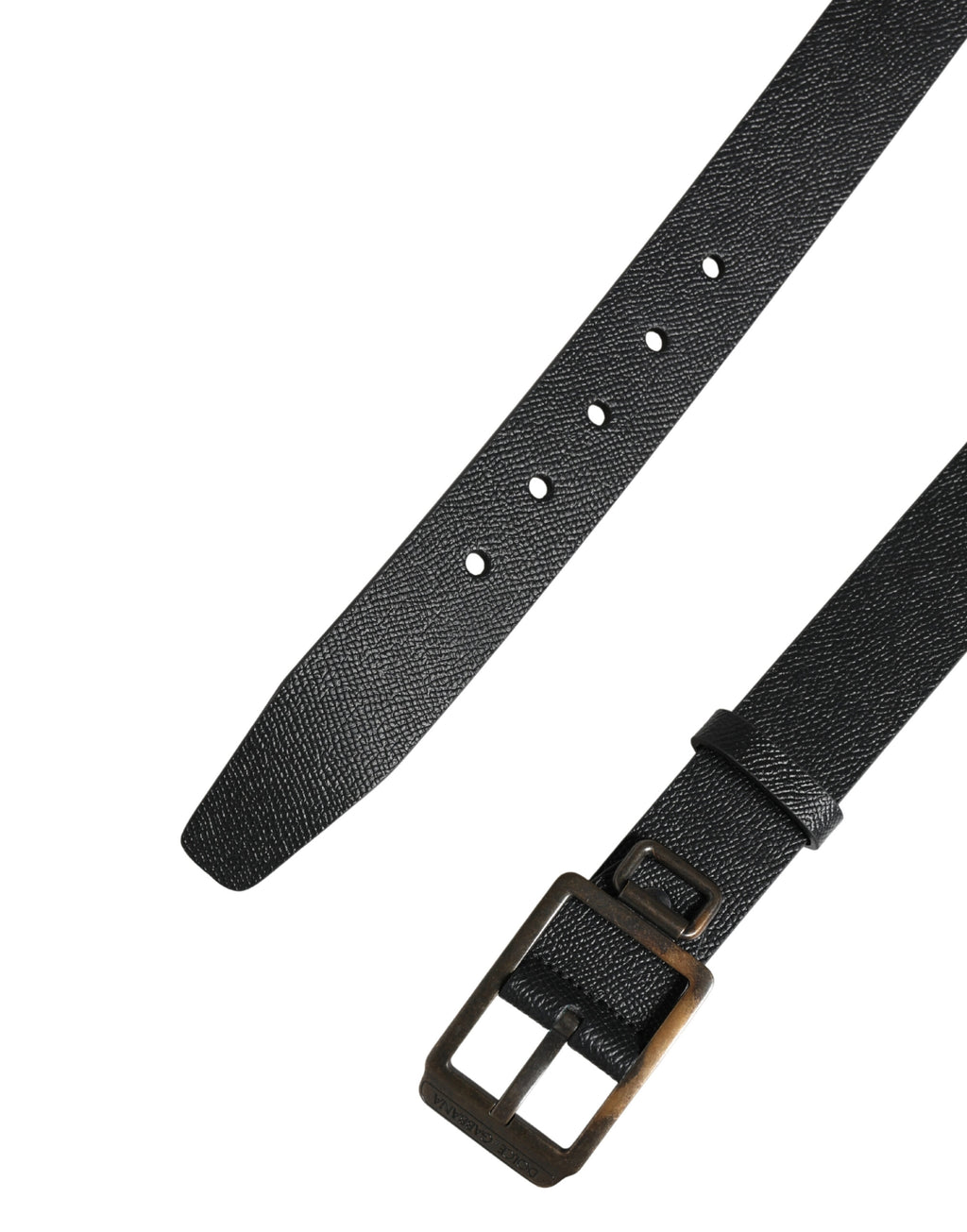 Ceinture Dolce & Gabbana en Cuir de Veau Noir avec Boucle en Métal Doré