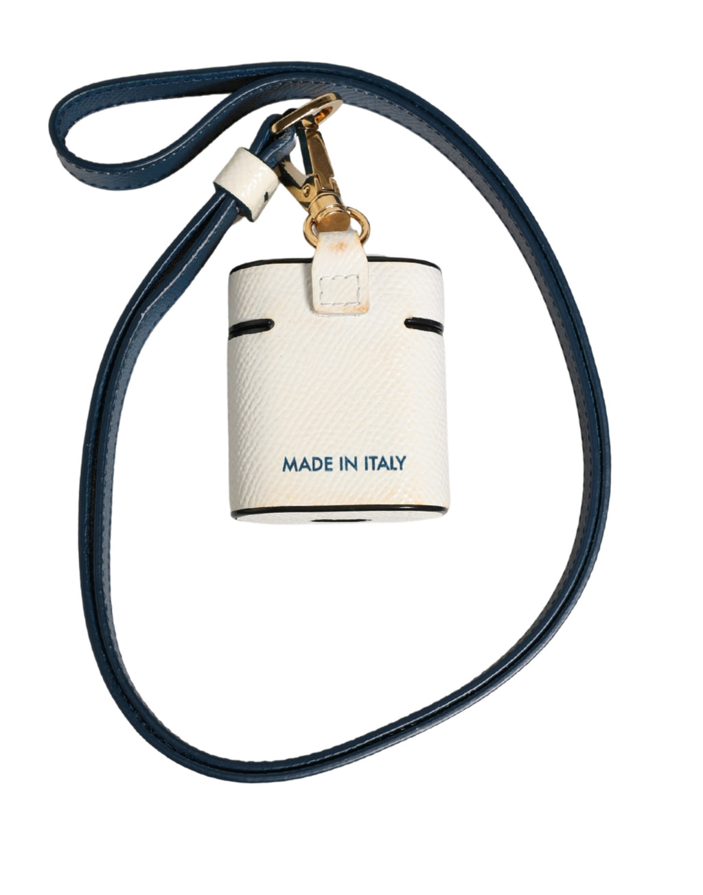 Étui Airpods Dolce & Gabbana en Cuir de Veau Blanc avec Cordon à Logo