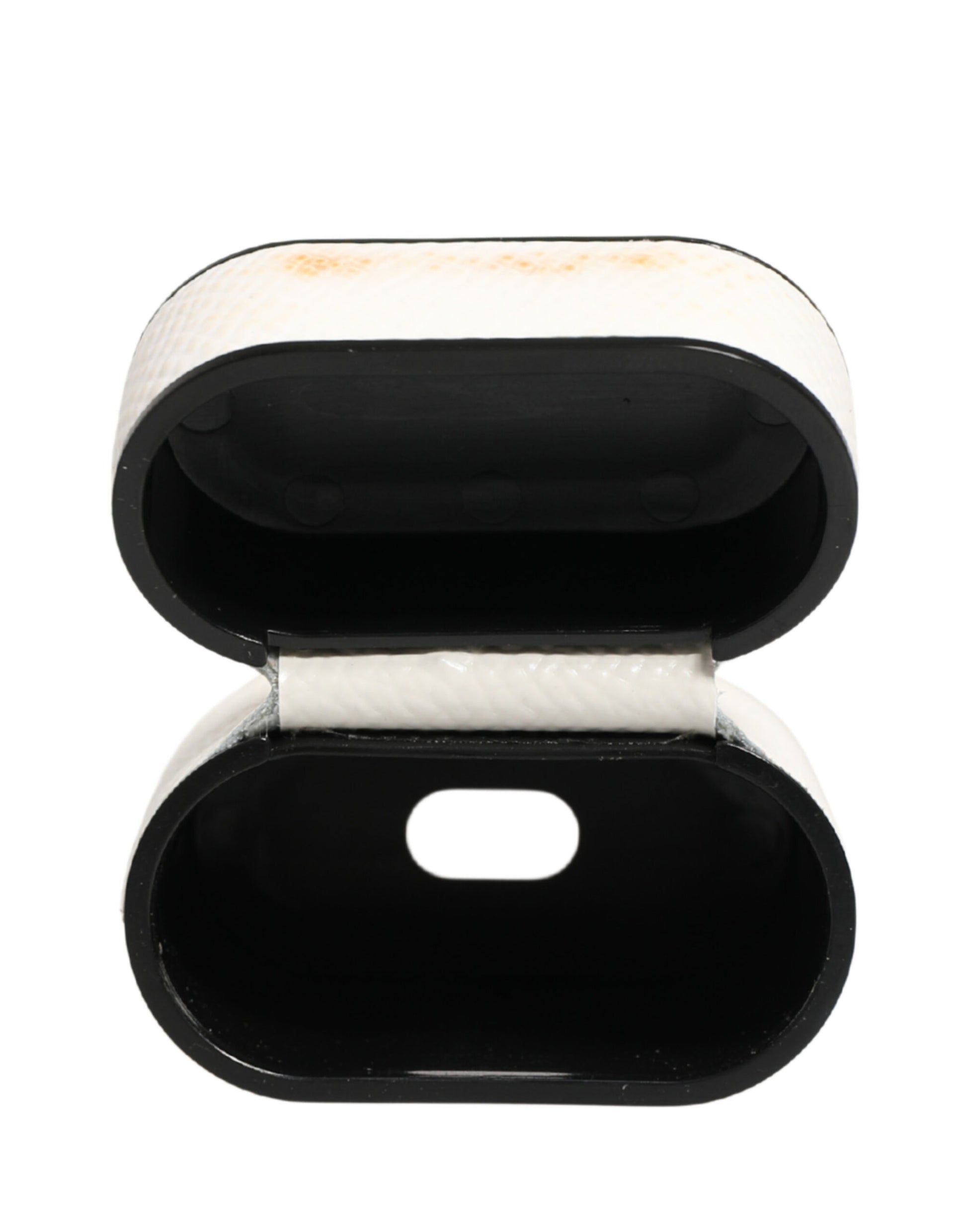 Étui Airpods Dolce & Gabbana en Cuir de Veau Blanc avec Cordon à Logo