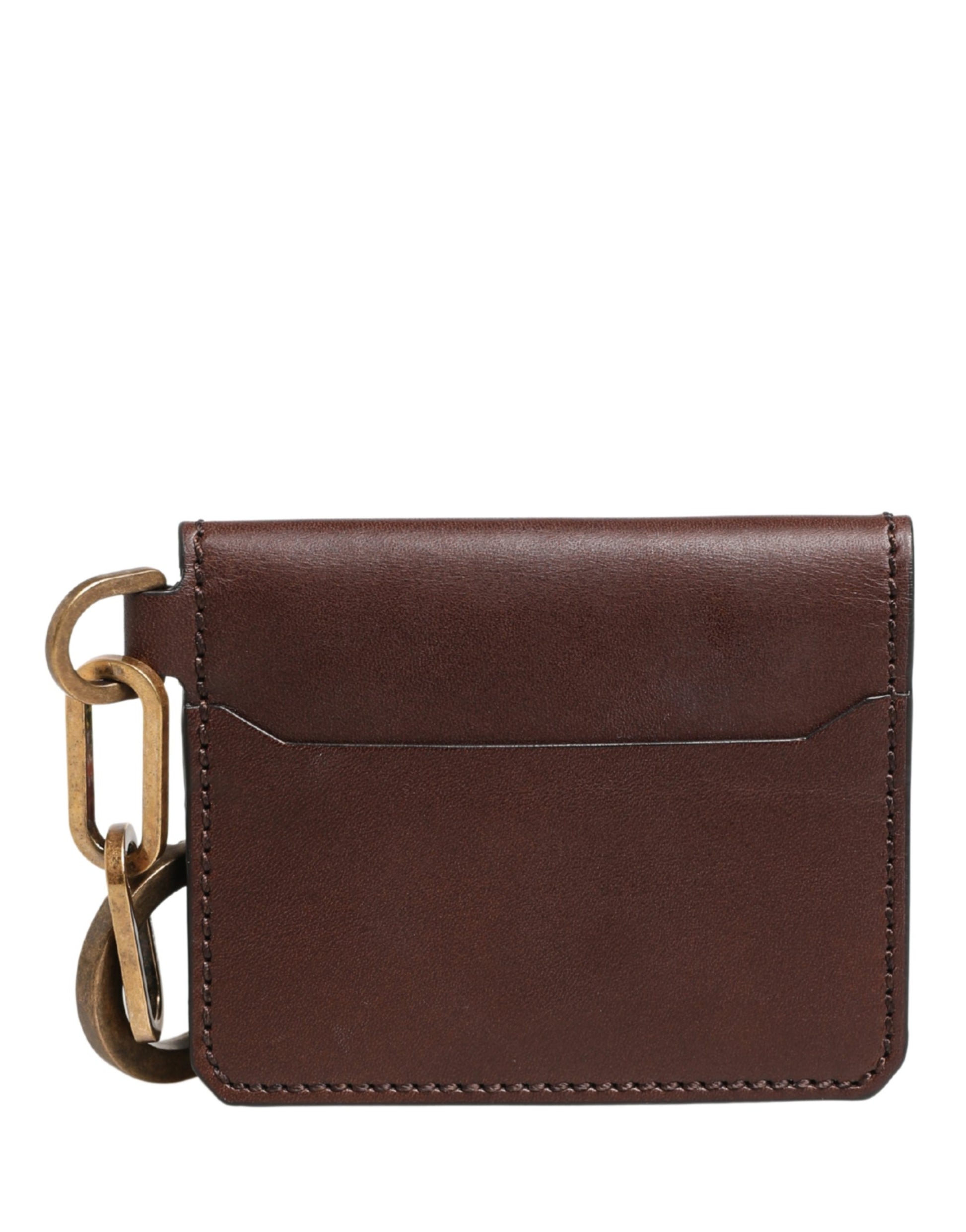 Porte-cartes et portefeuille Dolce & Gabbana en cuir marron embossé du logo