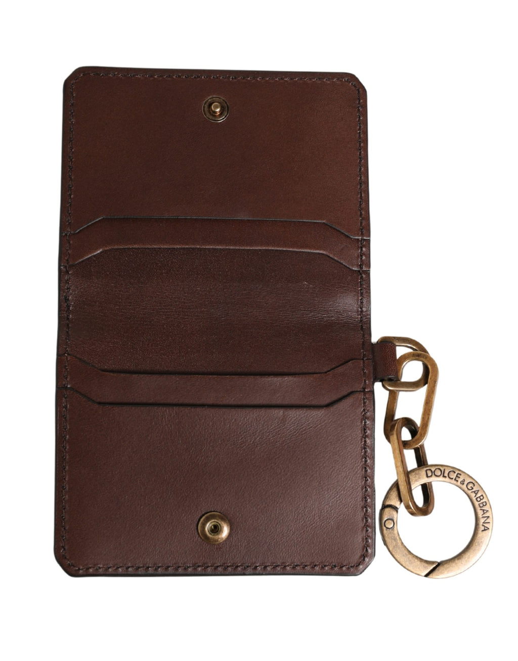 Porte-cartes et portefeuille Dolce & Gabbana en cuir marron embossé du logo