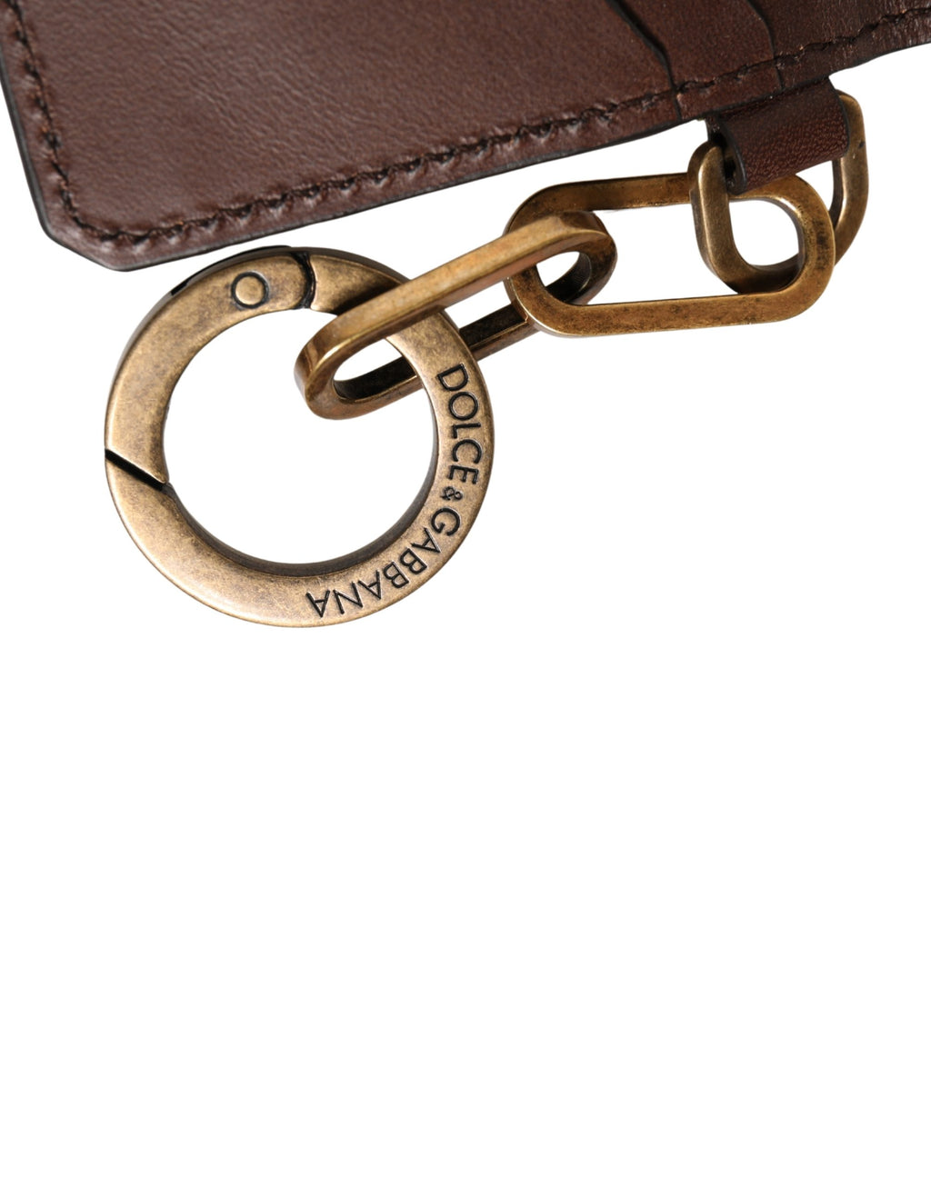 Porte-cartes et portefeuille Dolce & Gabbana en cuir marron embossé du logo