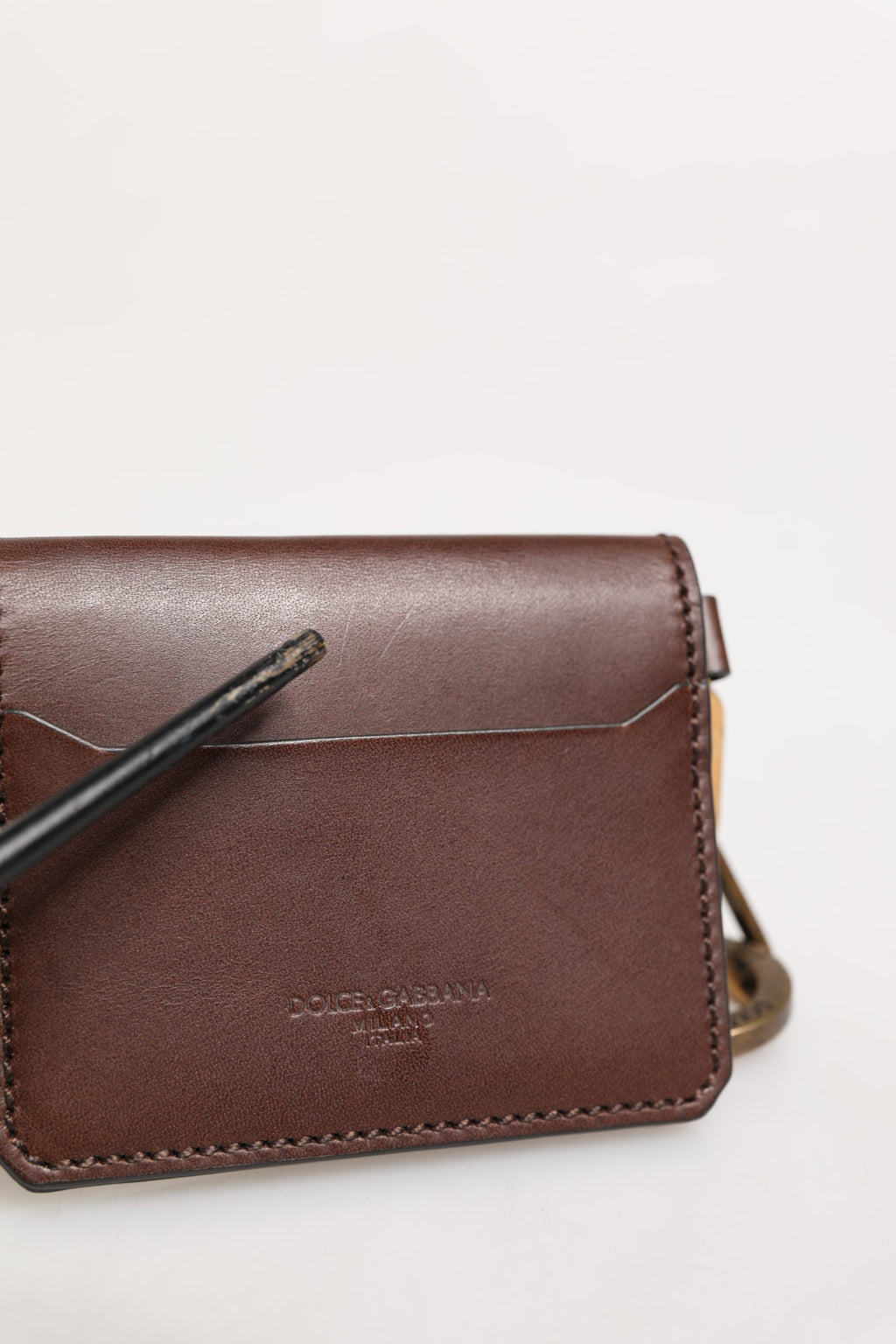 Porte-cartes et portefeuille Dolce & Gabbana en cuir marron embossé du logo