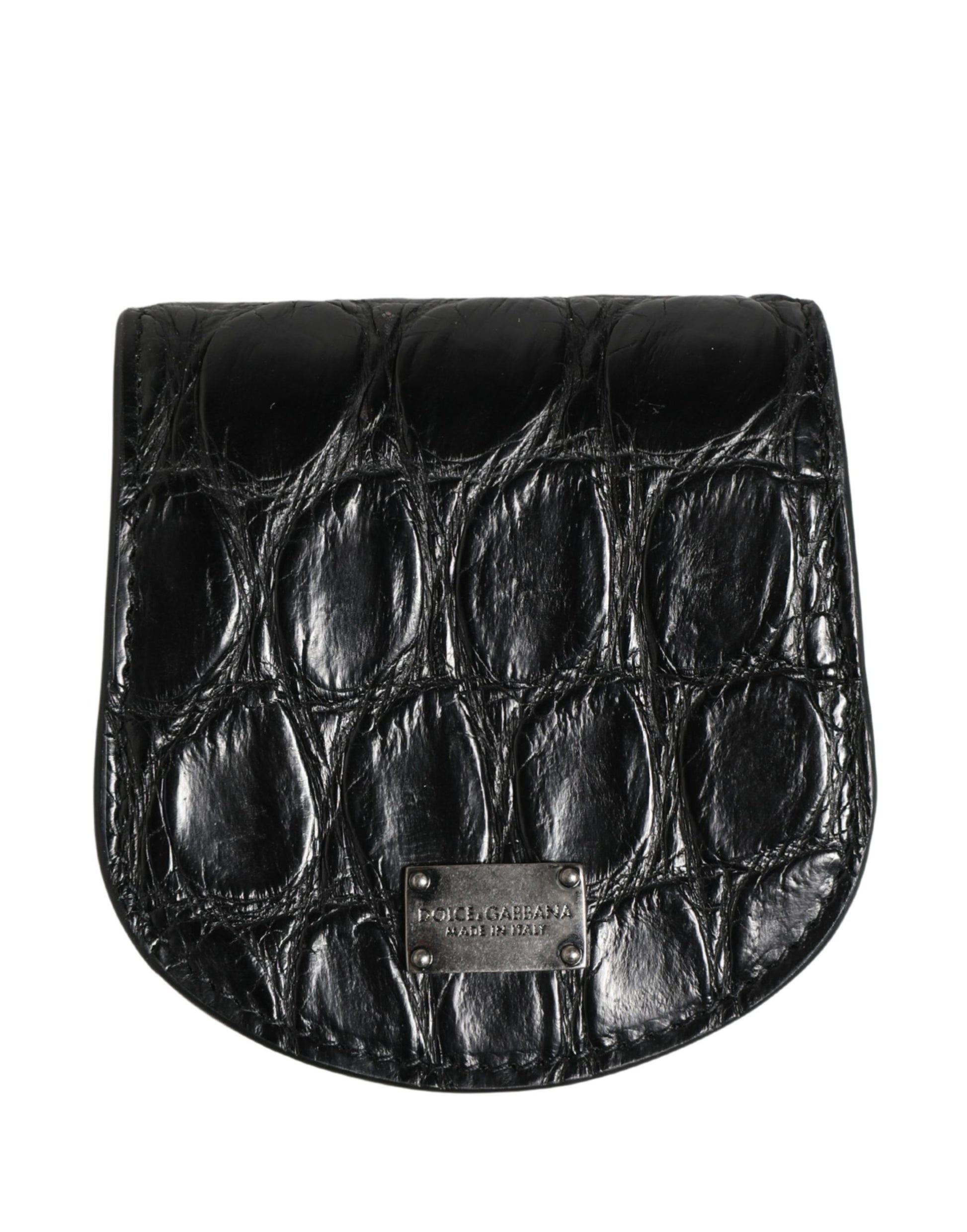 Dolce & Gabbana Black Exotic Skin Condom Case Holder Pocket Wallet