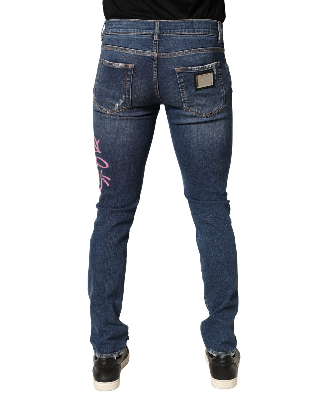 Jean slim Dolce & Gabbana bleu vieilli imprimé graffiti