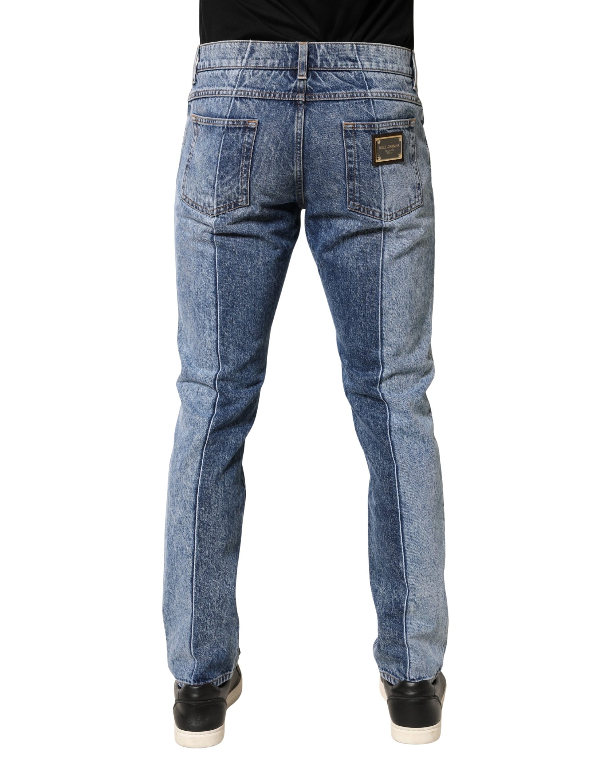 Dolce & Gabbana Two Tone Blue Cotton Regular Men Denim Jeans