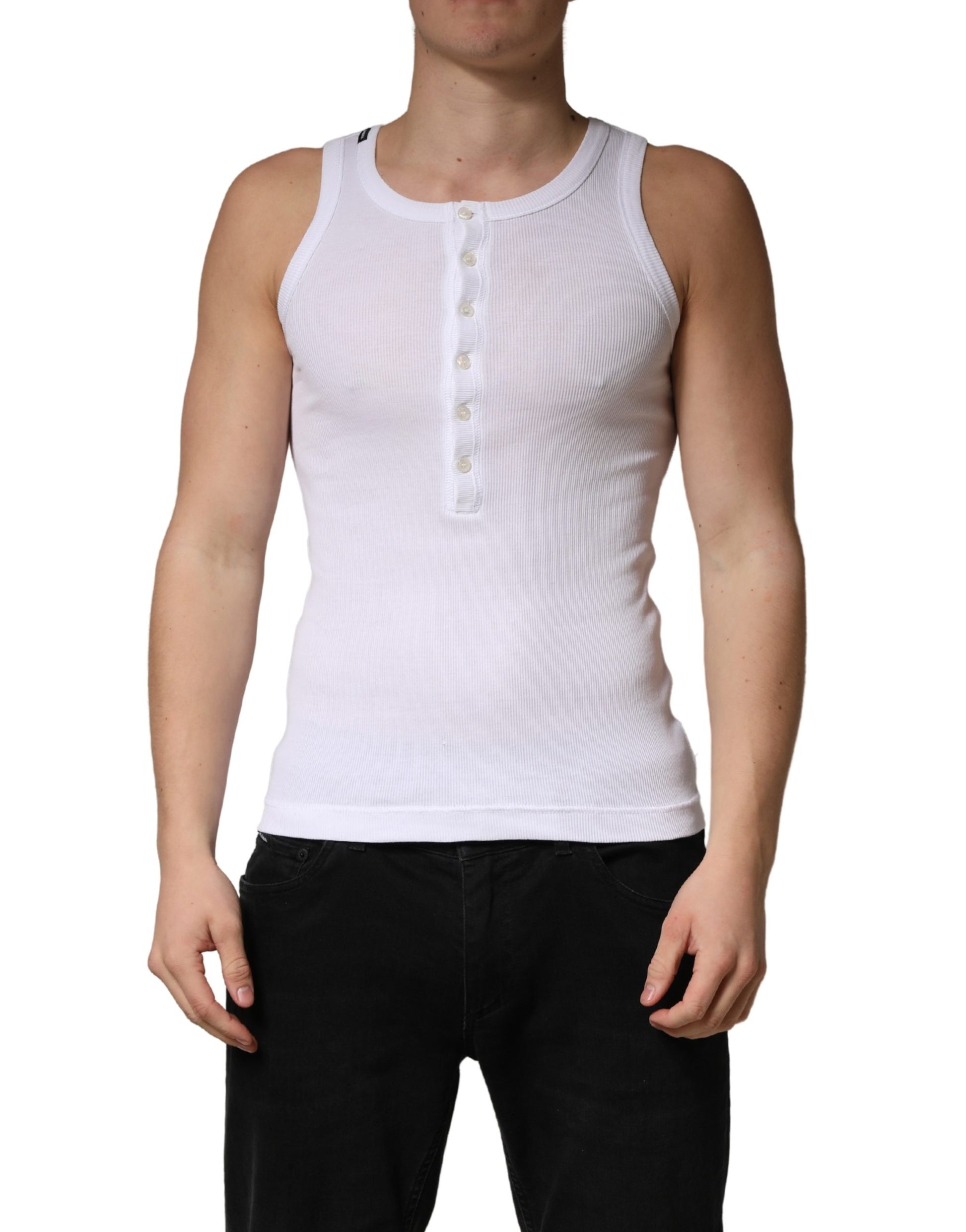 Débardeur col rond sans manches blanc Dolce & Gabbana