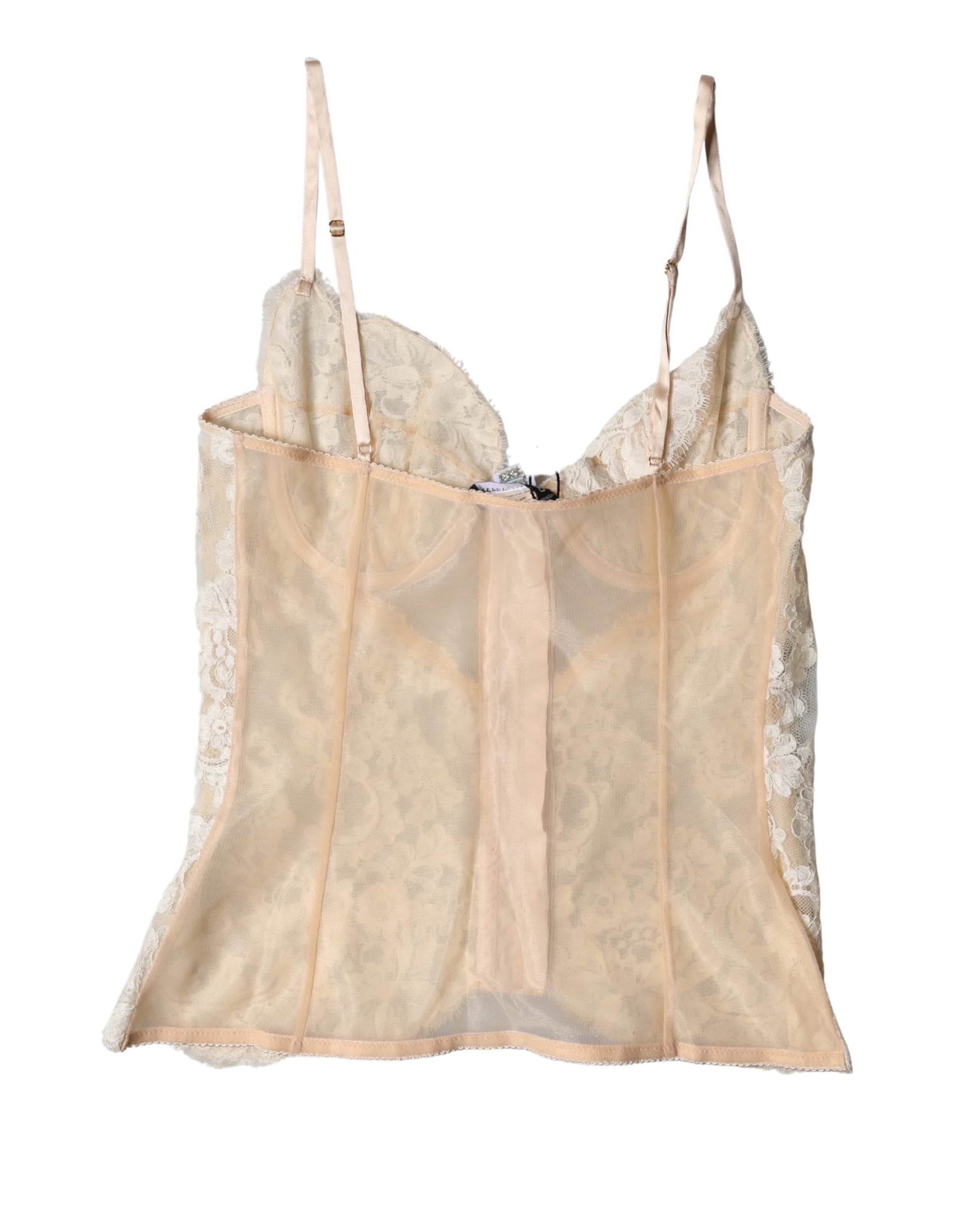 Sous-vêtement bustier en dentelle florale beige Dolce & Gabbana