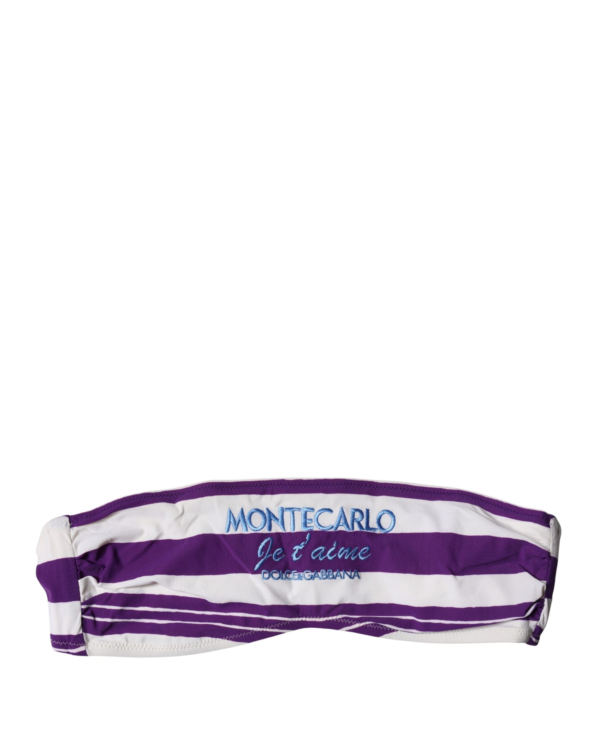 Haut de maillot bandeau Dolce & Gabbana en nylon rayé violet et blanc