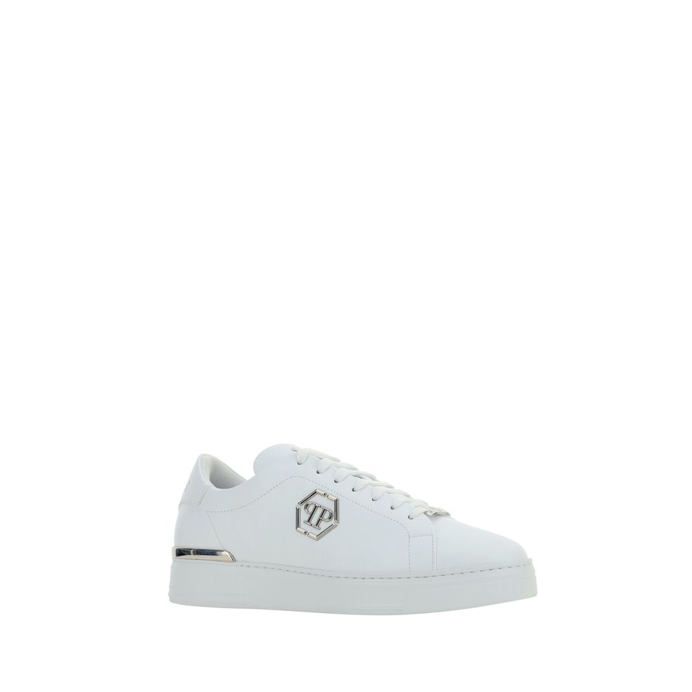 Baskets basses Philipp Plein en cuir de veau blanc Bos Taurus