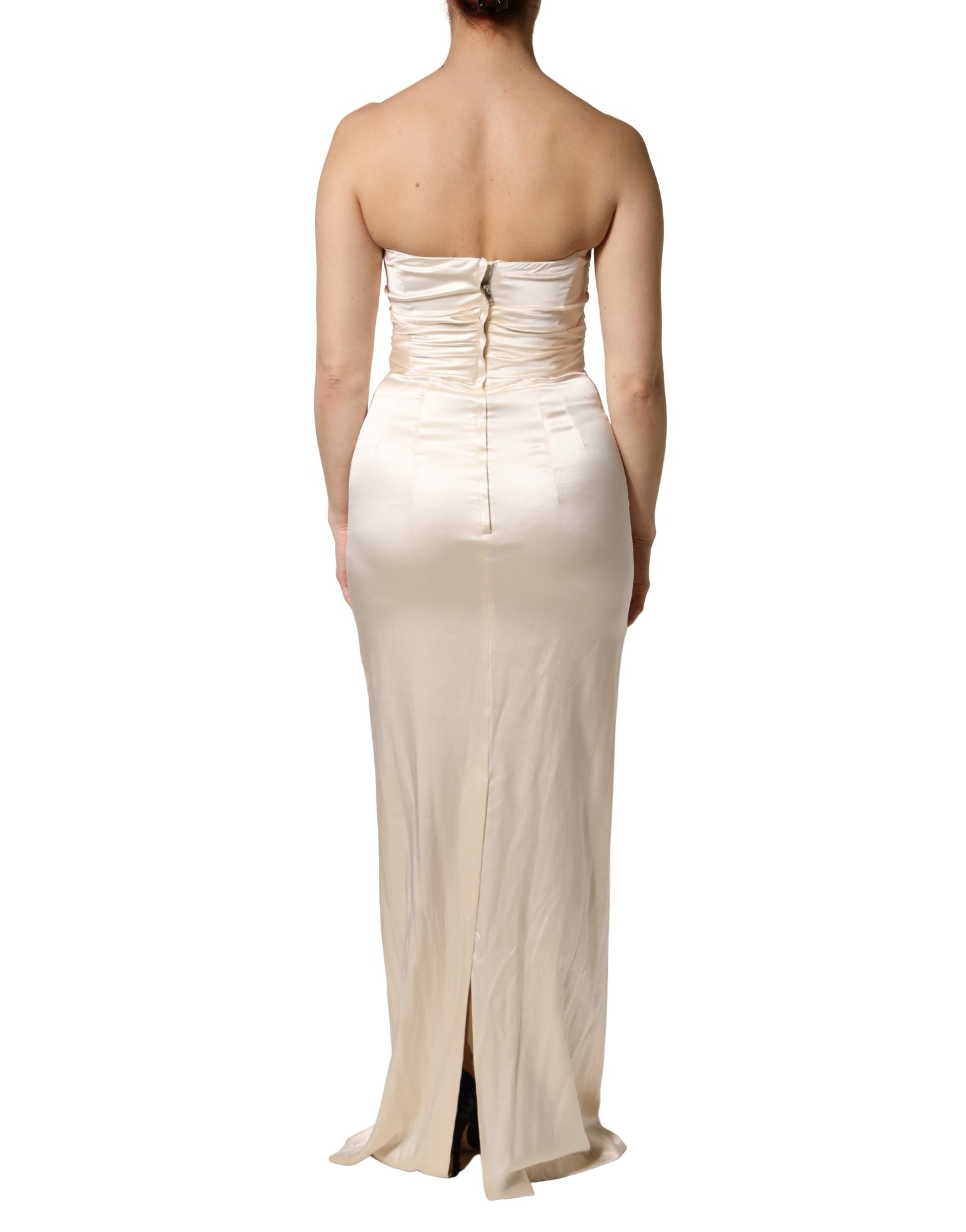 Robe longue fourreau bustier en satin blanc Dolce & Gabbana