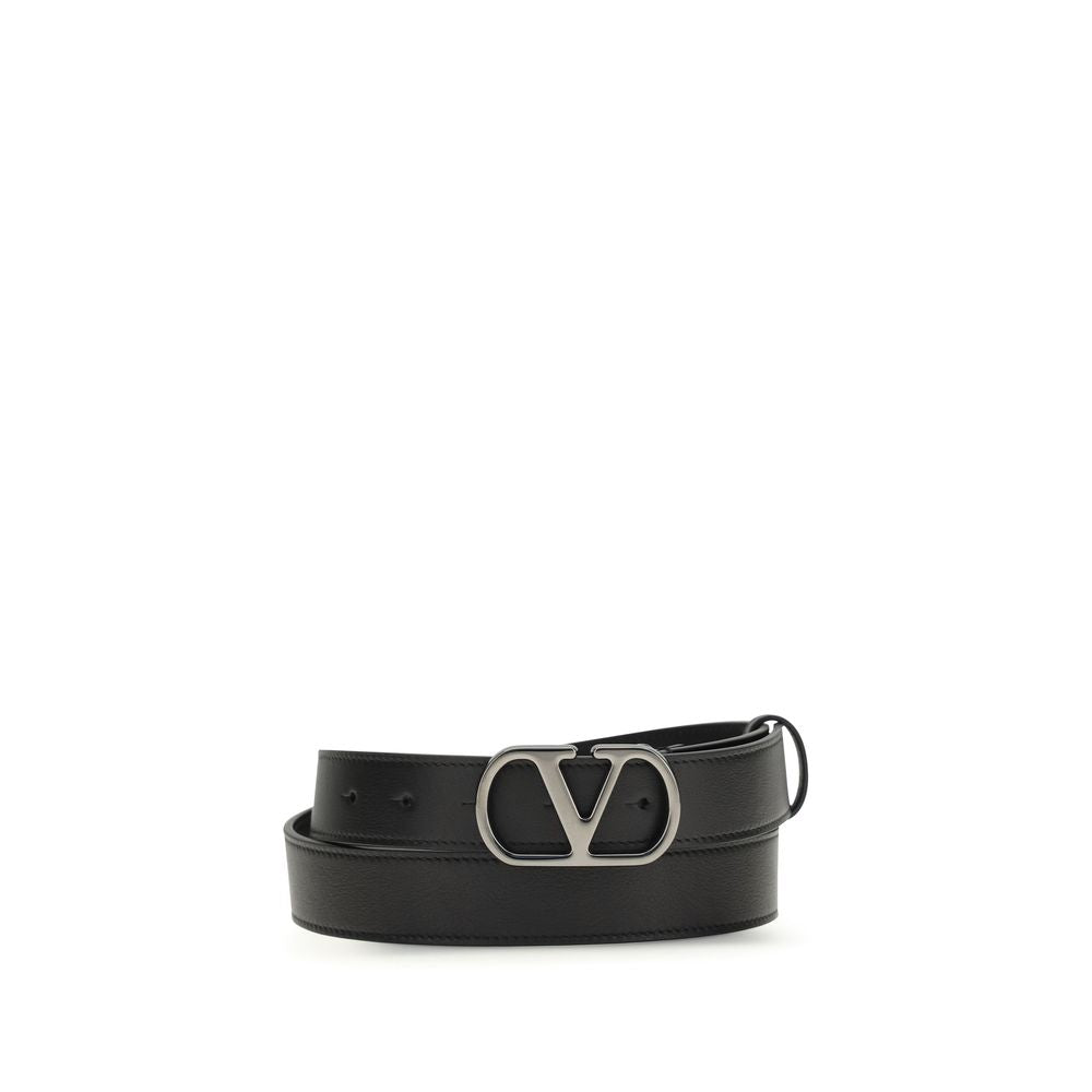 Ceinture Classique Valentino Garavani en Cuir de Veau Noir Bos Taurus