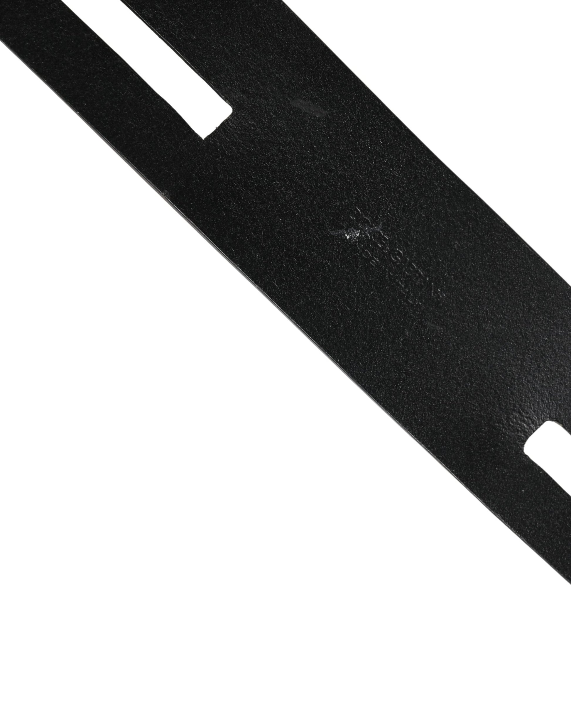 Dolce & Gabbana Black Double Strap Leather Silver Buckle Belt