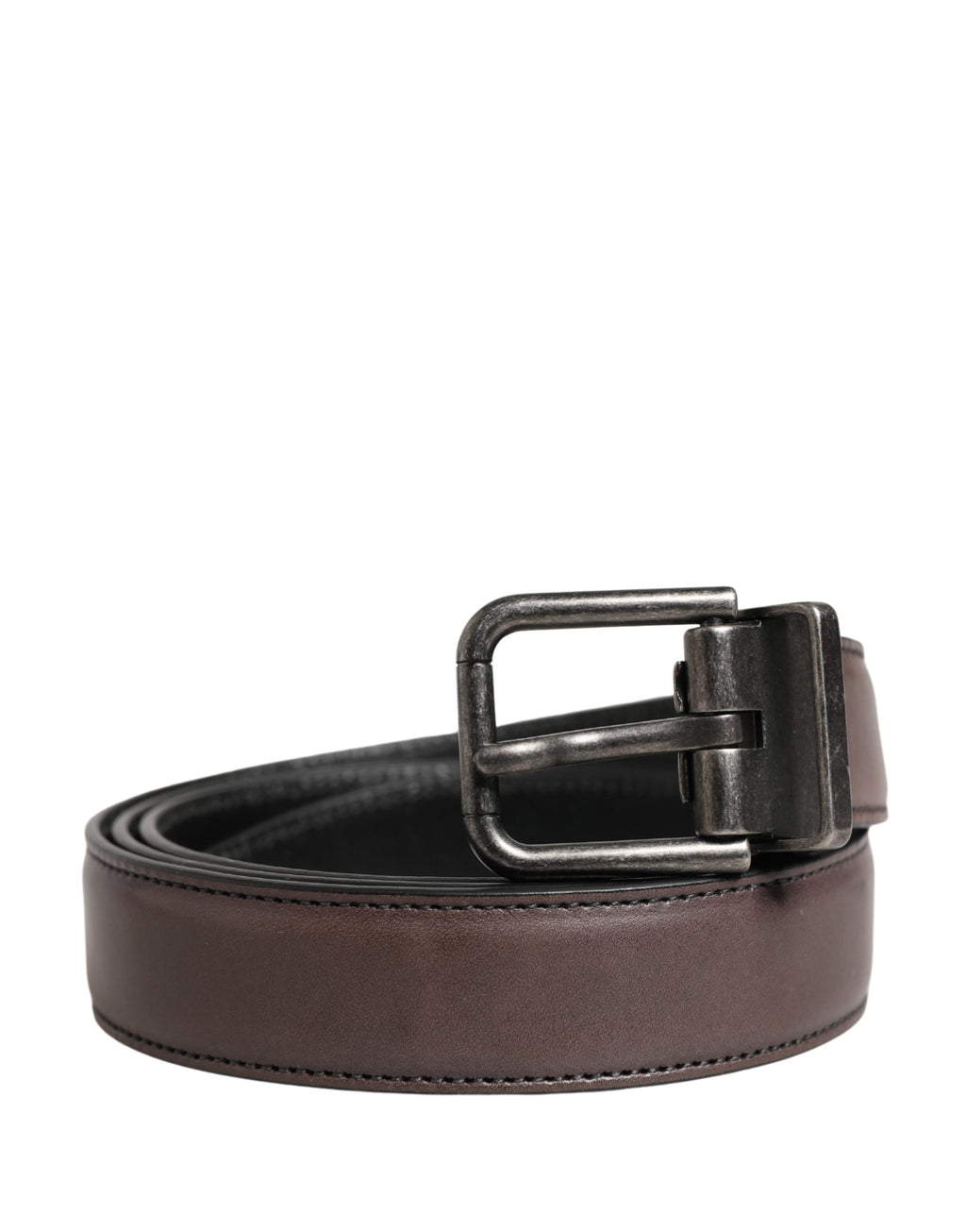 Dolce & Gabbana Ceinture Homme Classique en Cuir Marron à Boucle Métallique