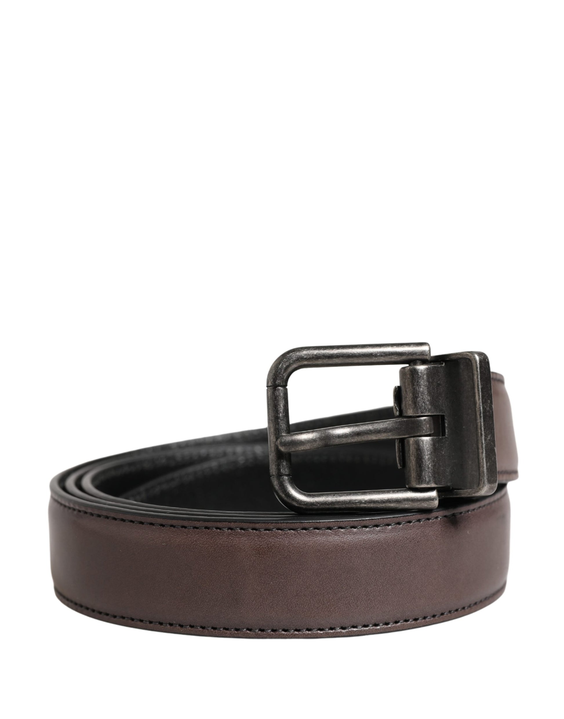 Dolce & Gabbana Ceinture Homme Classique en Cuir Marron à Boucle Métallique