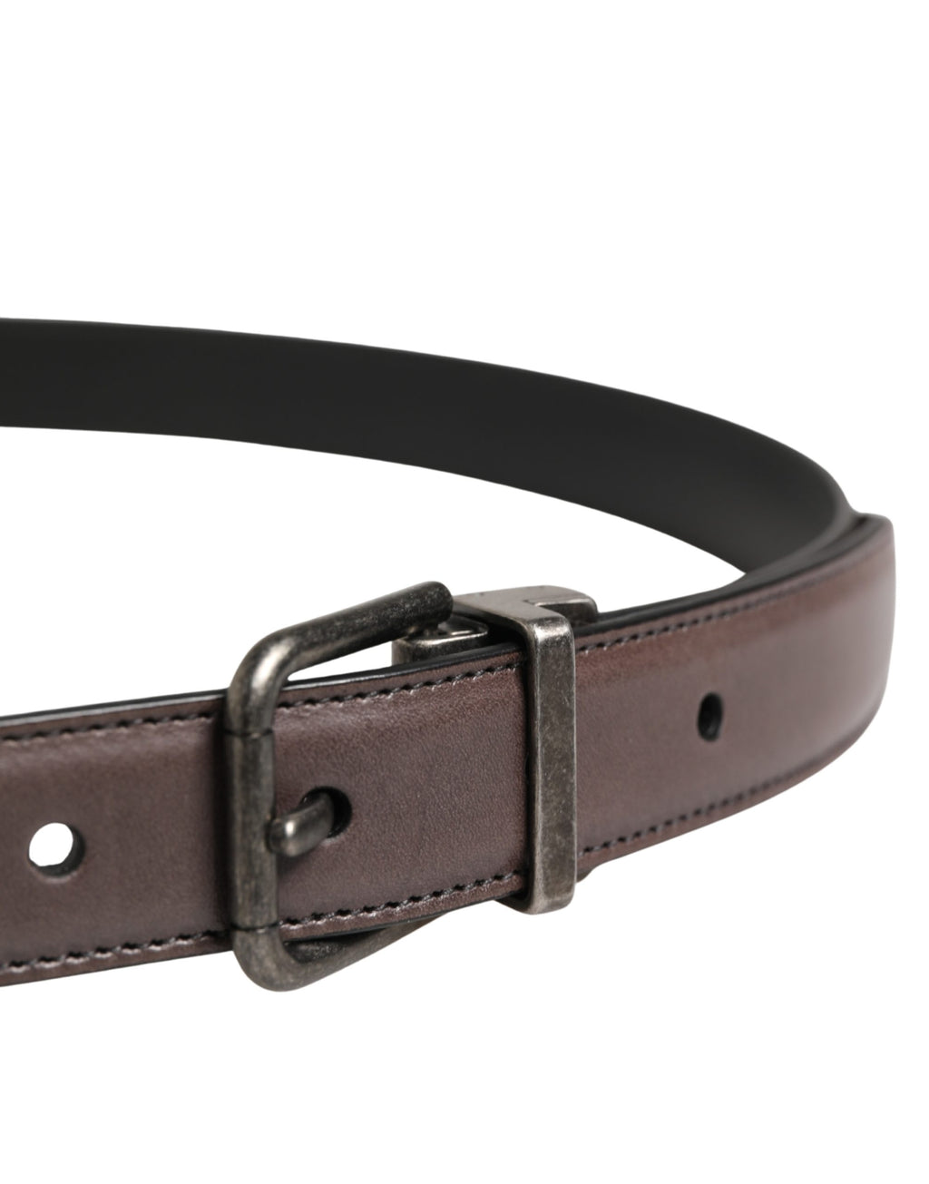 Dolce & Gabbana Ceinture Homme Classique en Cuir Marron à Boucle Métallique