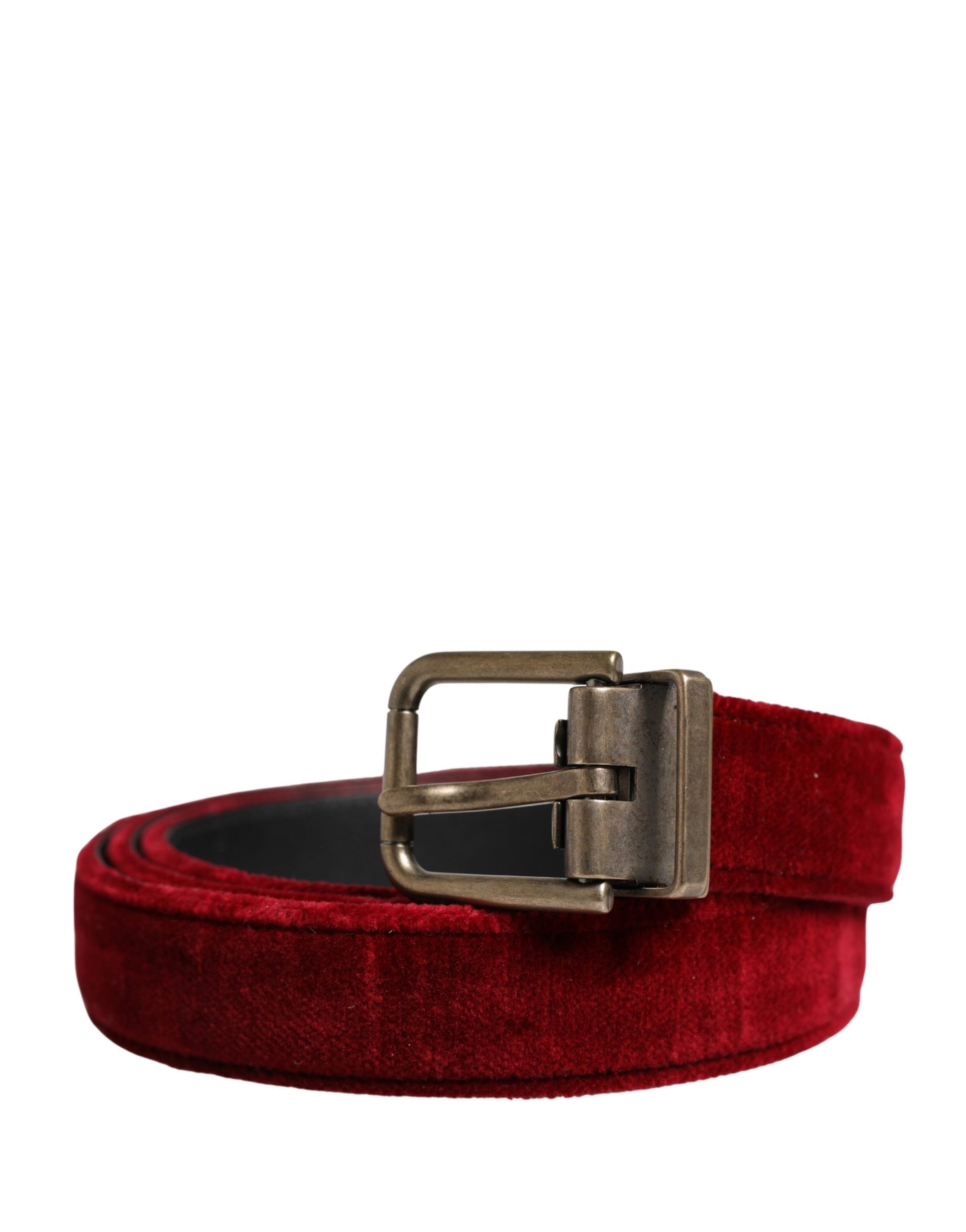 Ceinture Dolce & Gabbana pour homme en velours de coton bordeaux avec boucle en métal