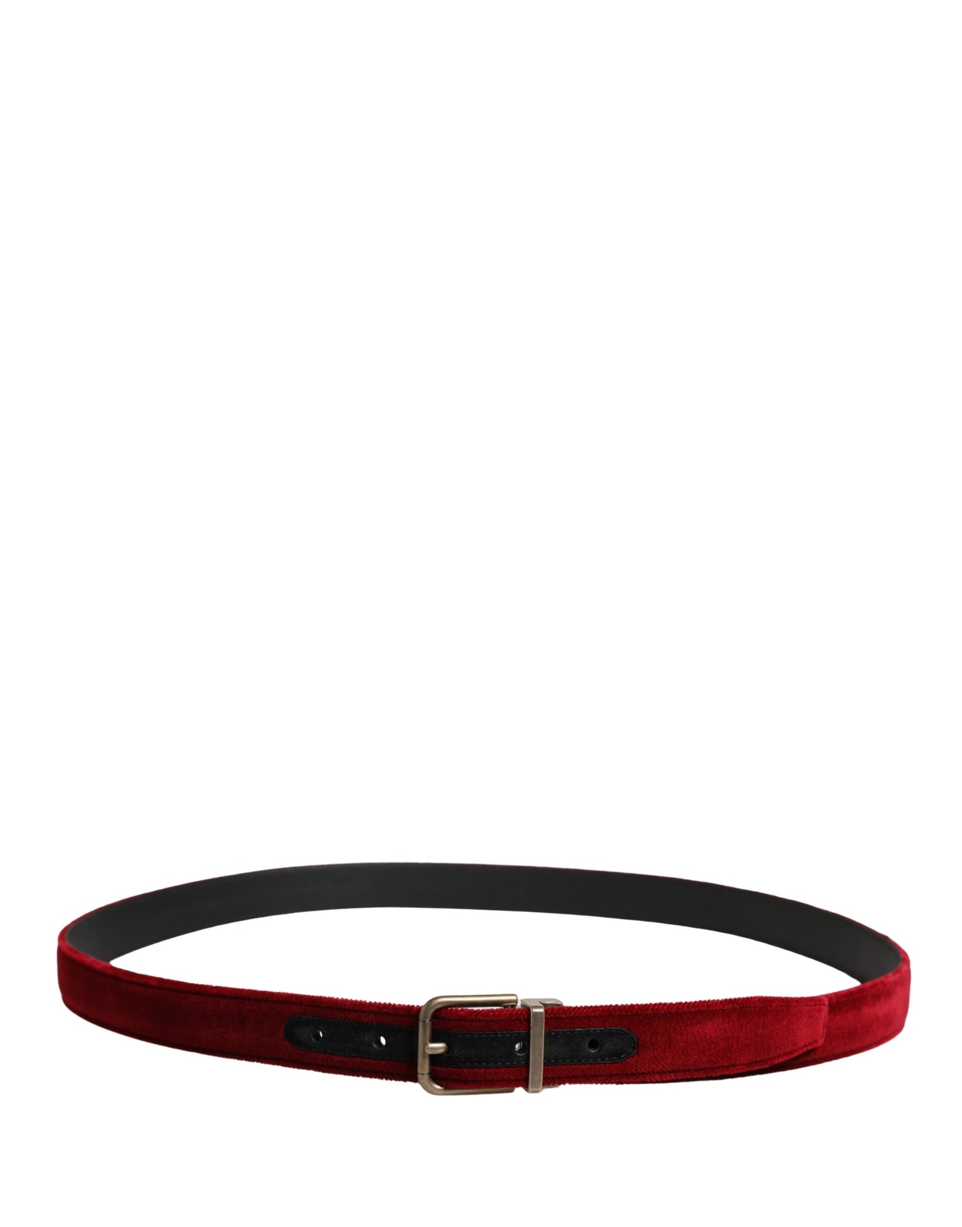Ceinture Dolce & Gabbana pour homme en velours de coton bordeaux avec boucle en métal