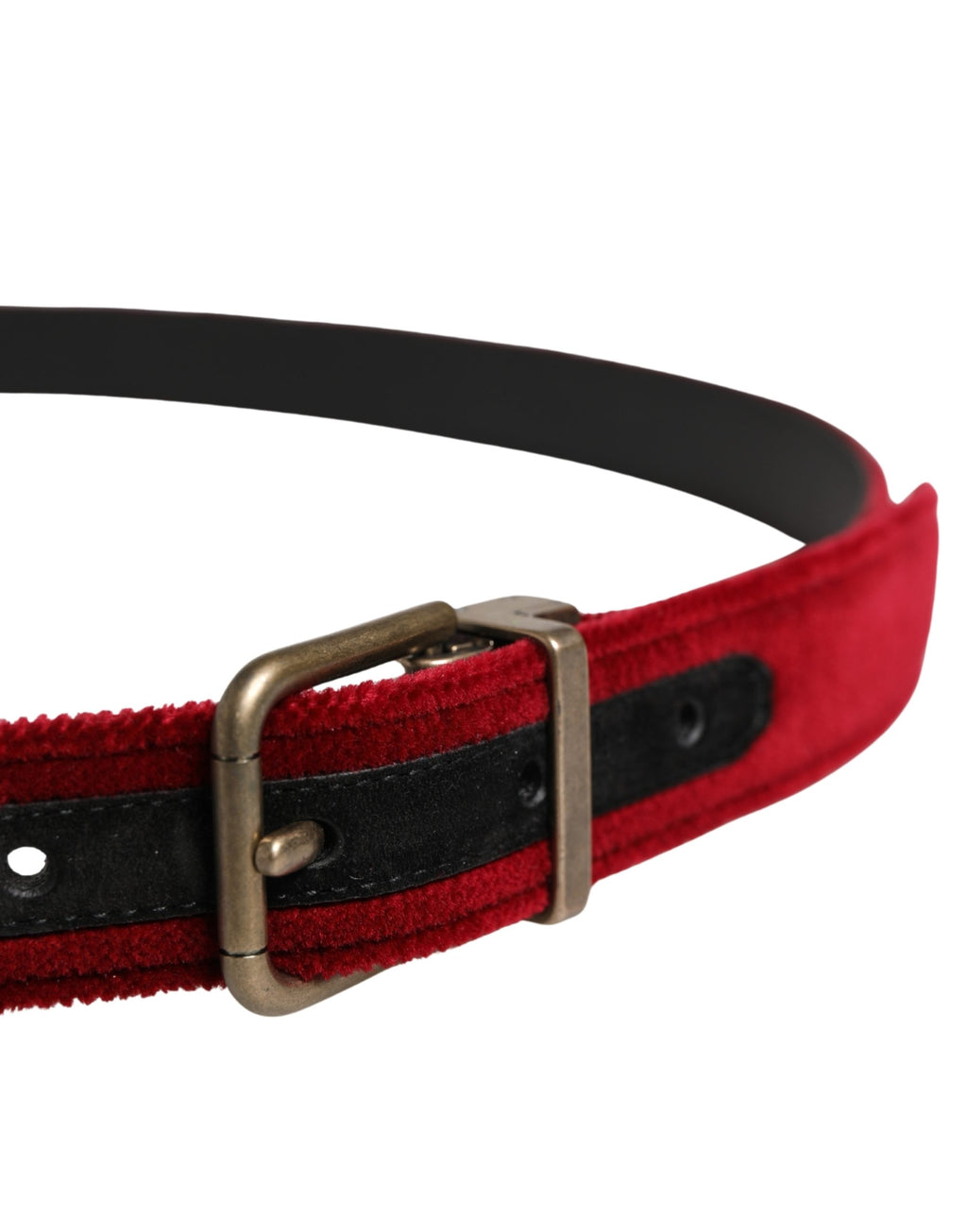 Ceinture Dolce & Gabbana pour homme en velours de coton bordeaux avec boucle en métal