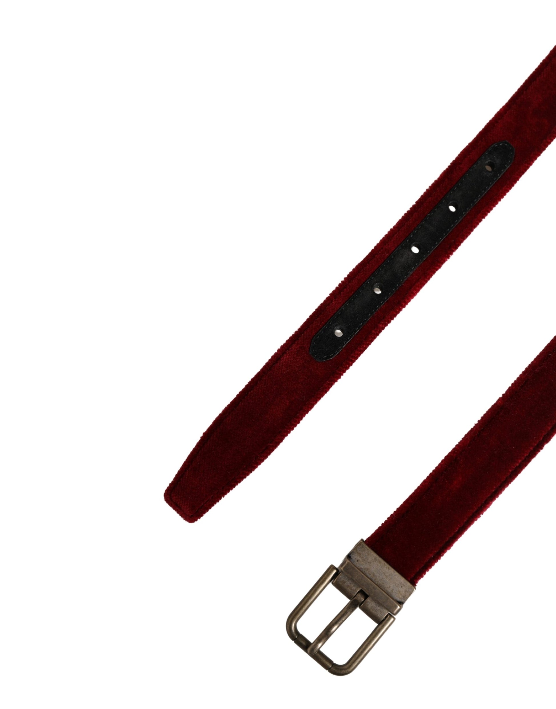Ceinture Dolce & Gabbana pour homme en velours de coton bordeaux avec boucle en métal