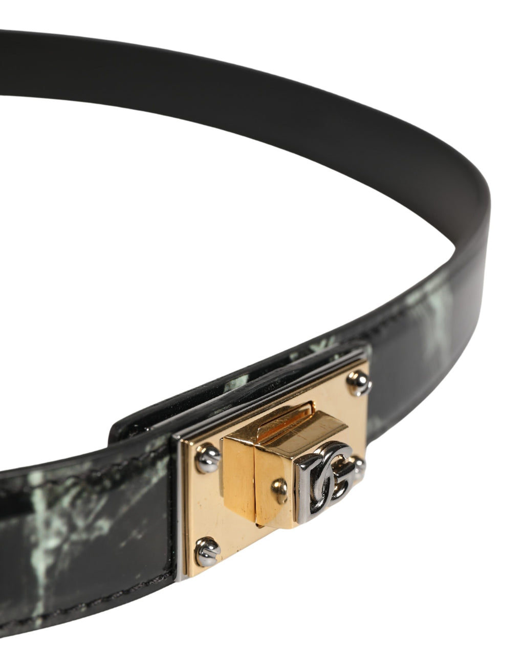 Ceinture en cuir à boucle logo DG Dolce & Gabbana pour homme - Noir Marbre