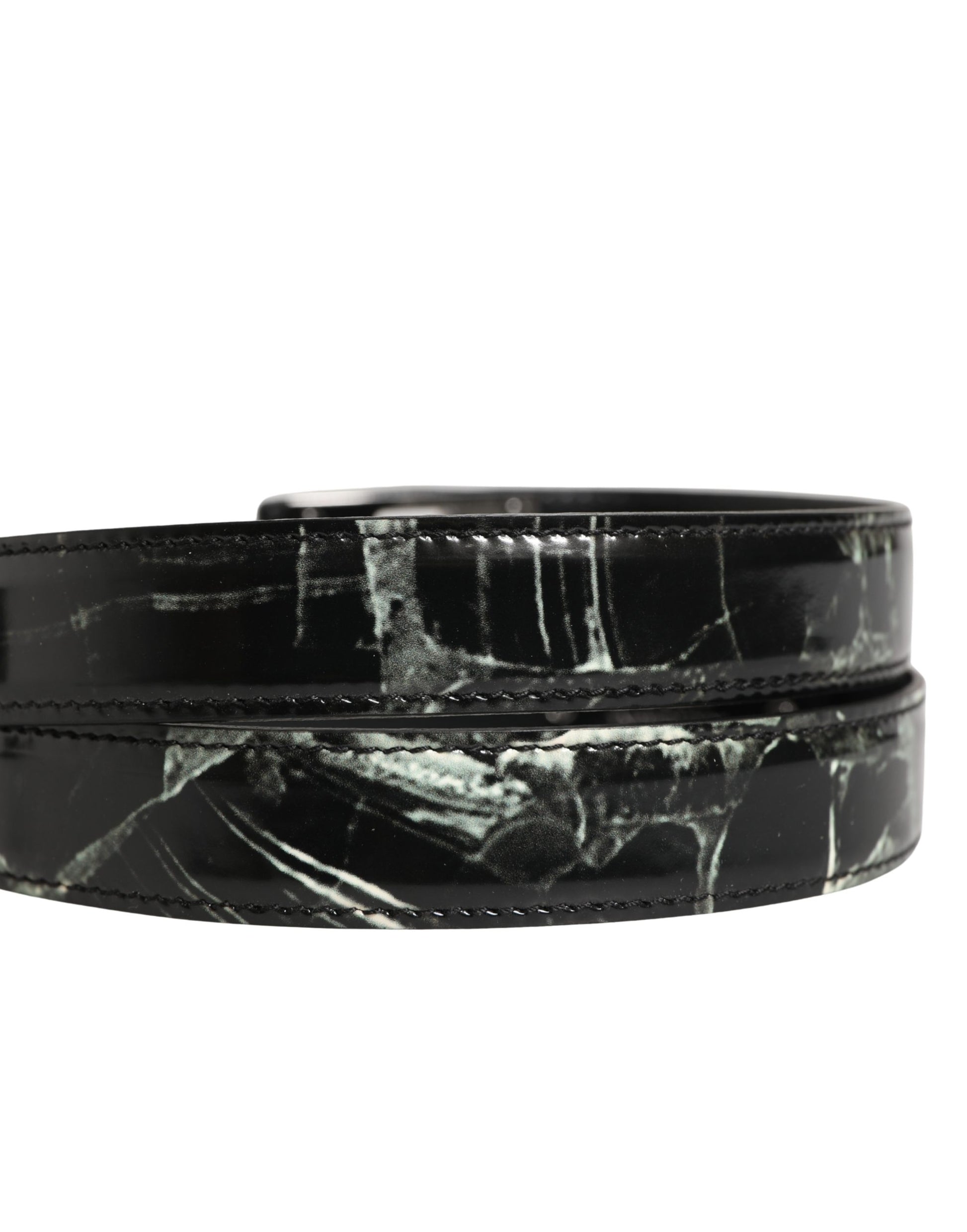 Ceinture en cuir à boucle logo DG Dolce & Gabbana pour homme - Noir Marbre