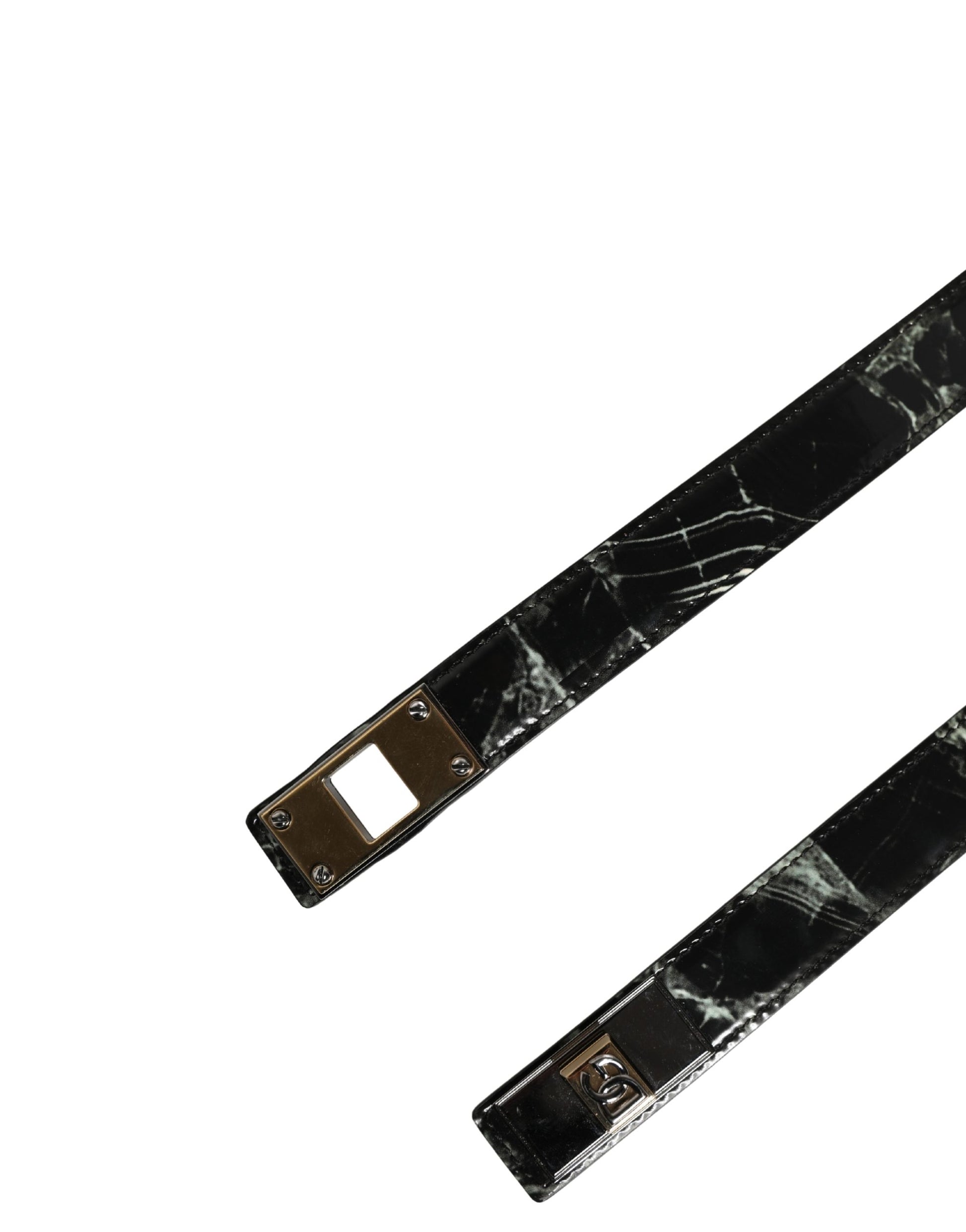 Ceinture en cuir à boucle logo DG Dolce & Gabbana pour homme - Noir Marbre